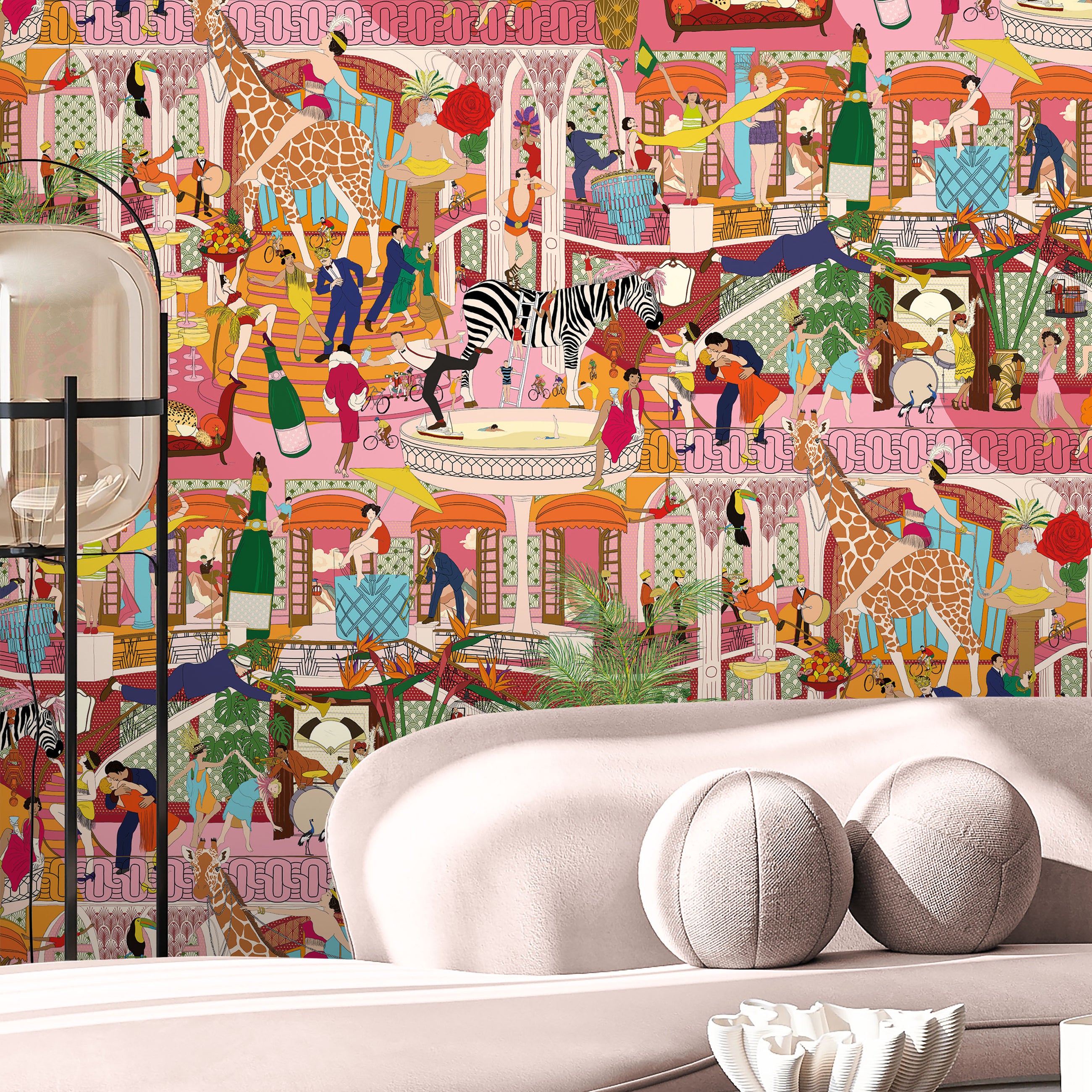 BMGI006/06C Mayhem Mansion Pumpkin Pink Wallpaper by Brand McKenzie