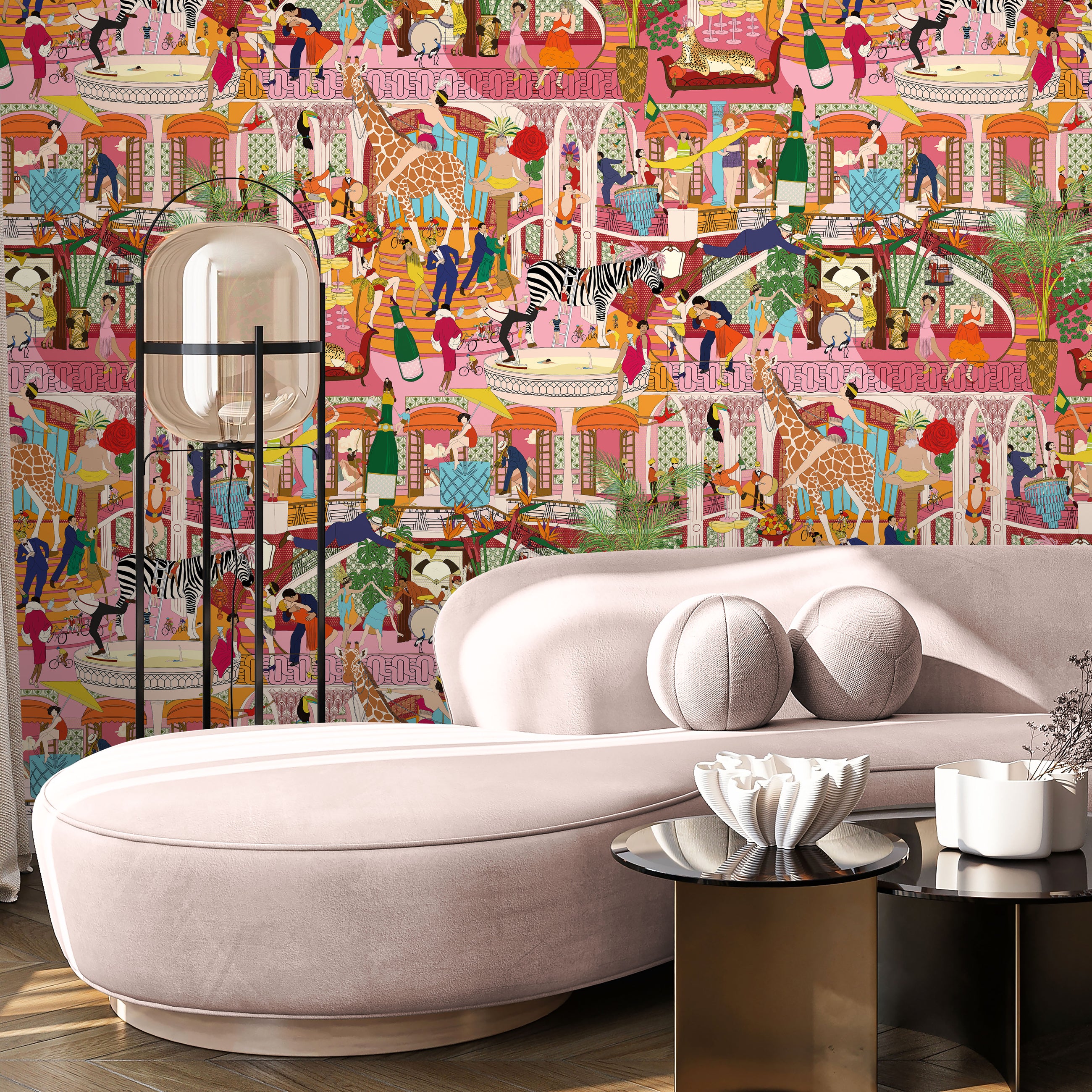 BMGI006/06C Mayhem Mansion Pumpkin Pink Wallpaper by Brand McKenzie