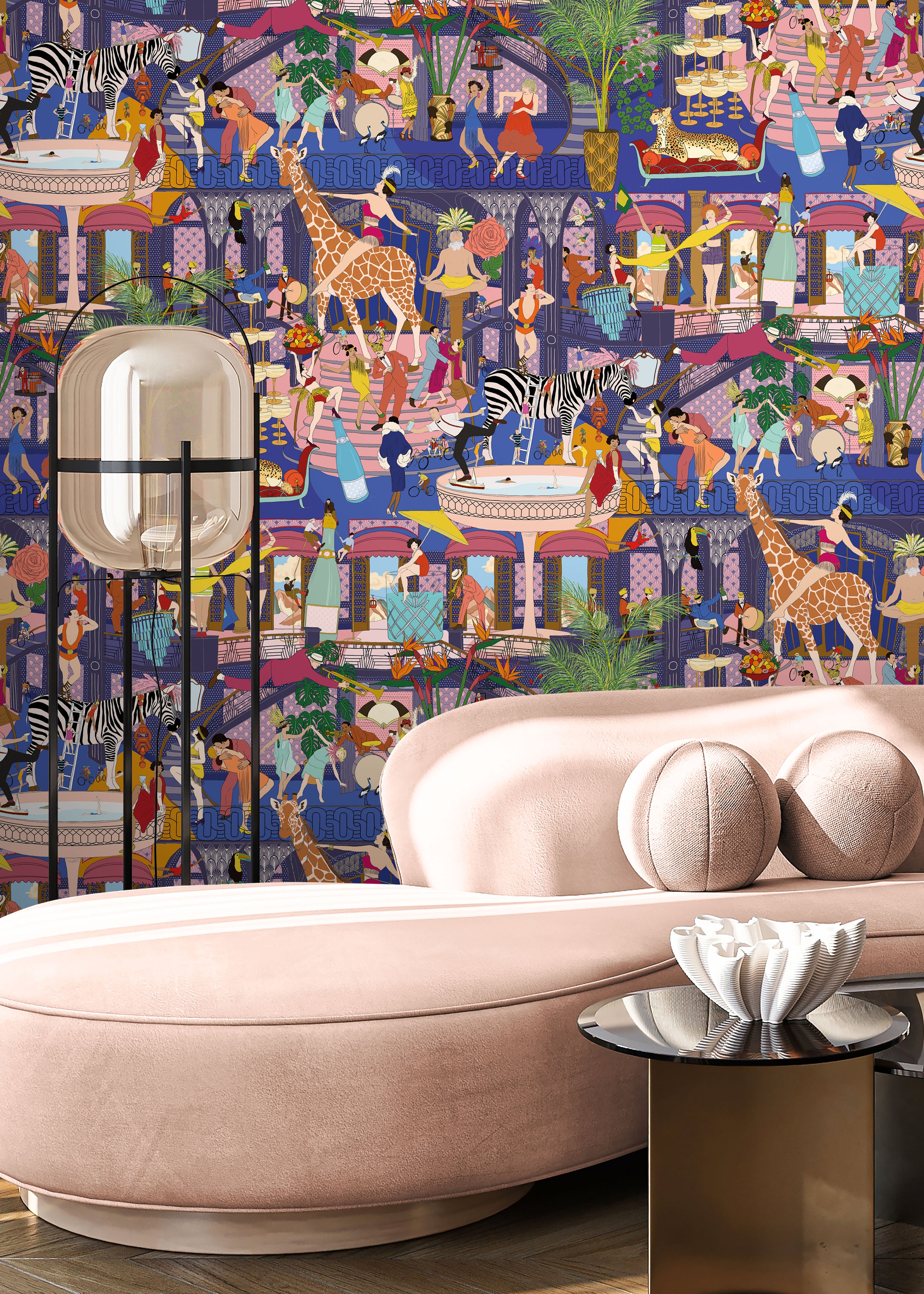 BMGI006/06A Mayhem Mansion Electric Blue Wallpaper by Brand McKenzie