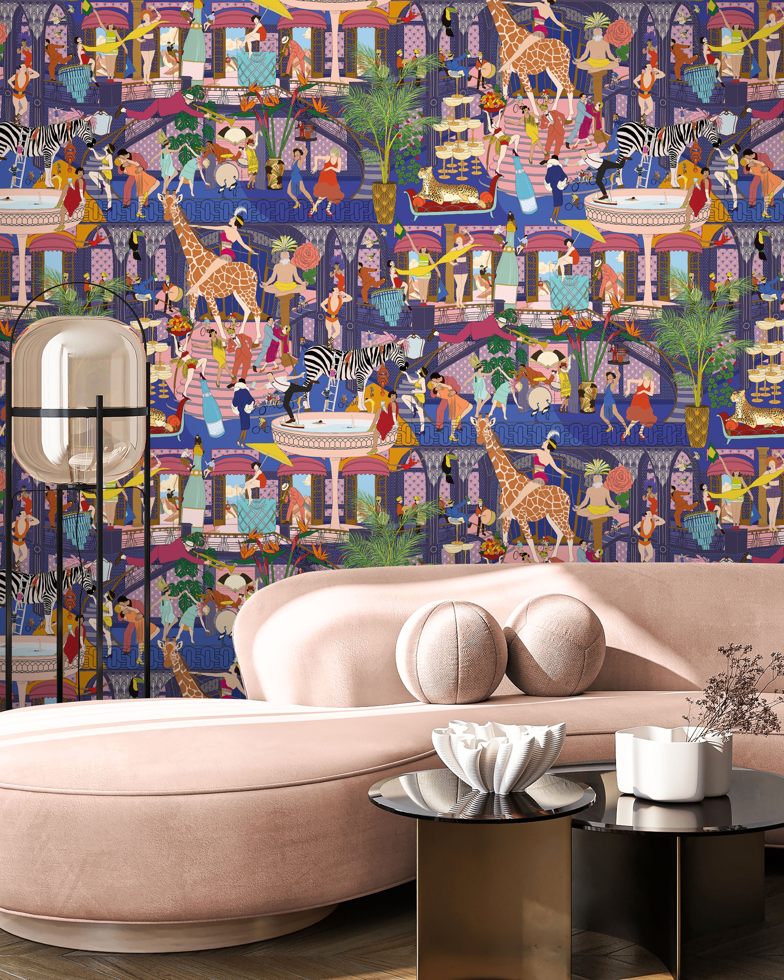 BMGI006/06A Mayhem Mansion Electric Blue Wallpaper by Brand McKenzie