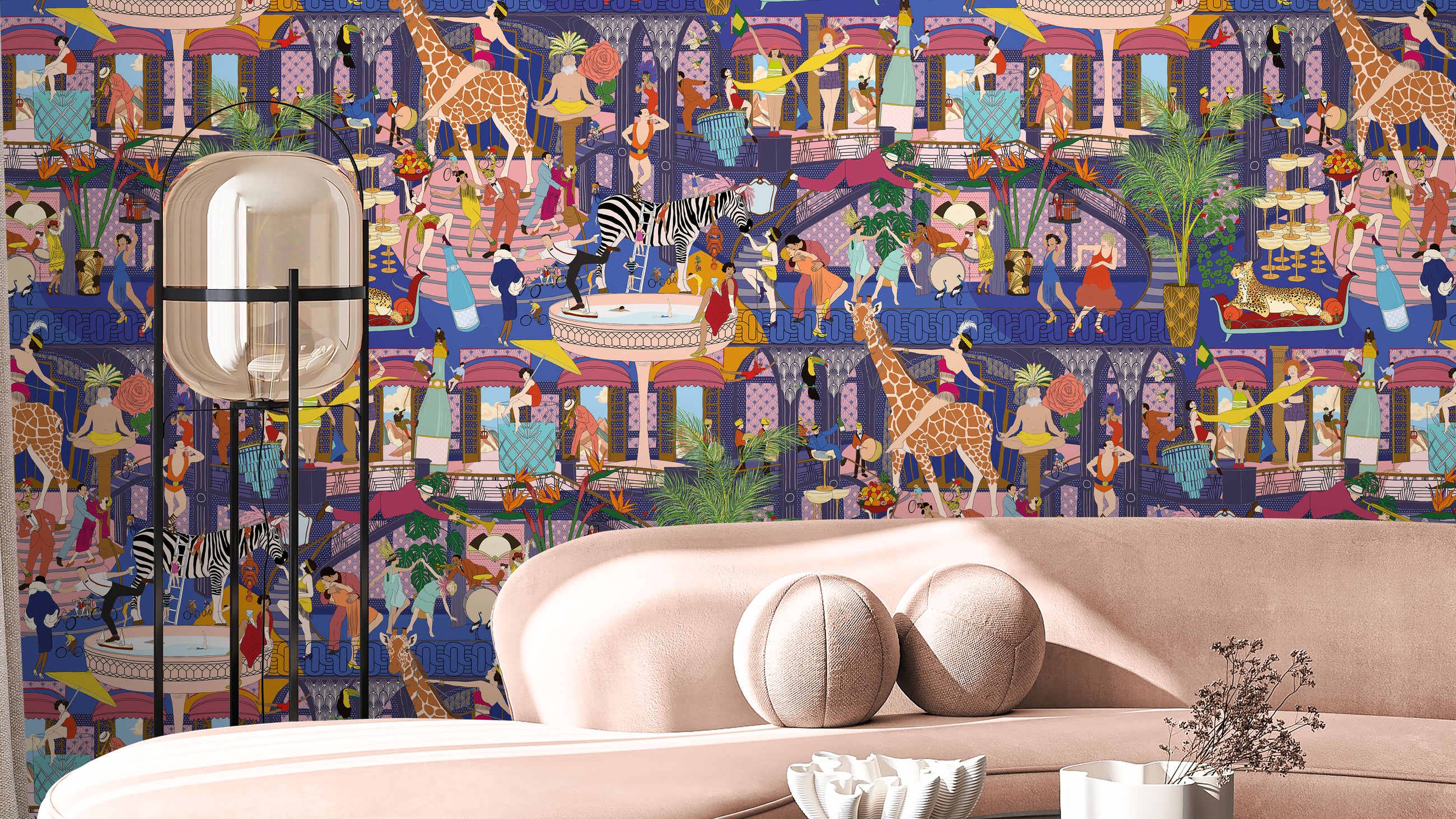 BMGI006/06A Mayhem Mansion Electric Blue Wallpaper by Brand McKenzie