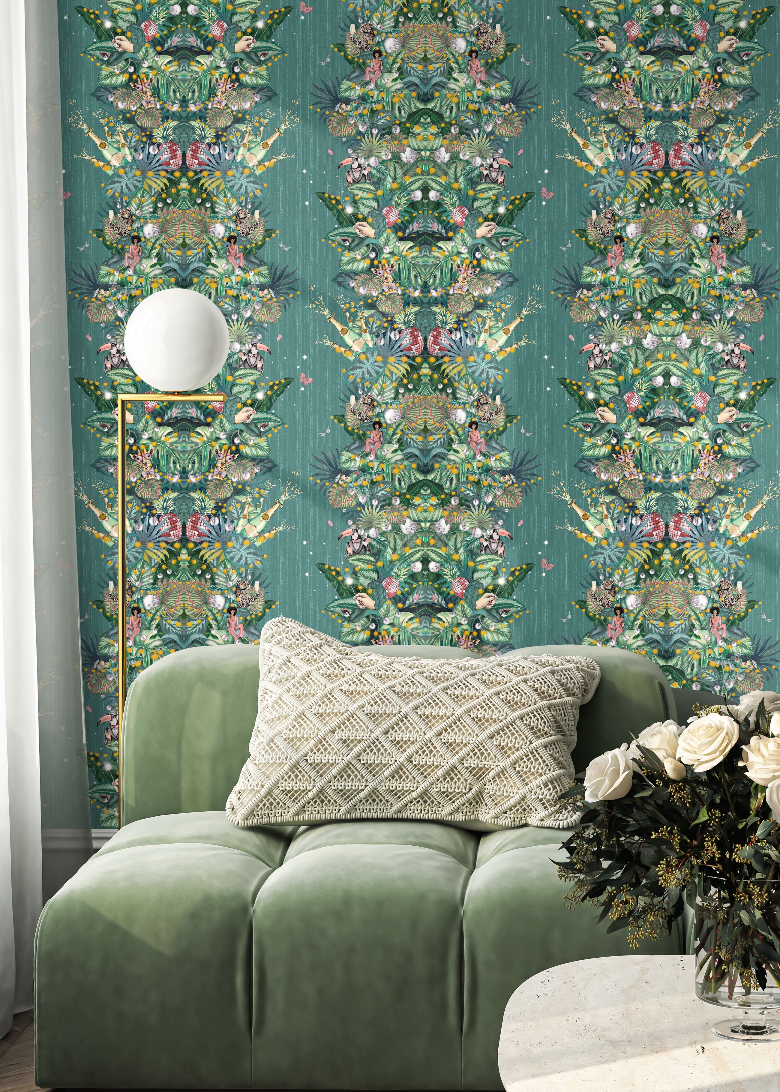 BMGI006/07B Paradise Party Eucalyptus Wallpaper by Brand McKenzie