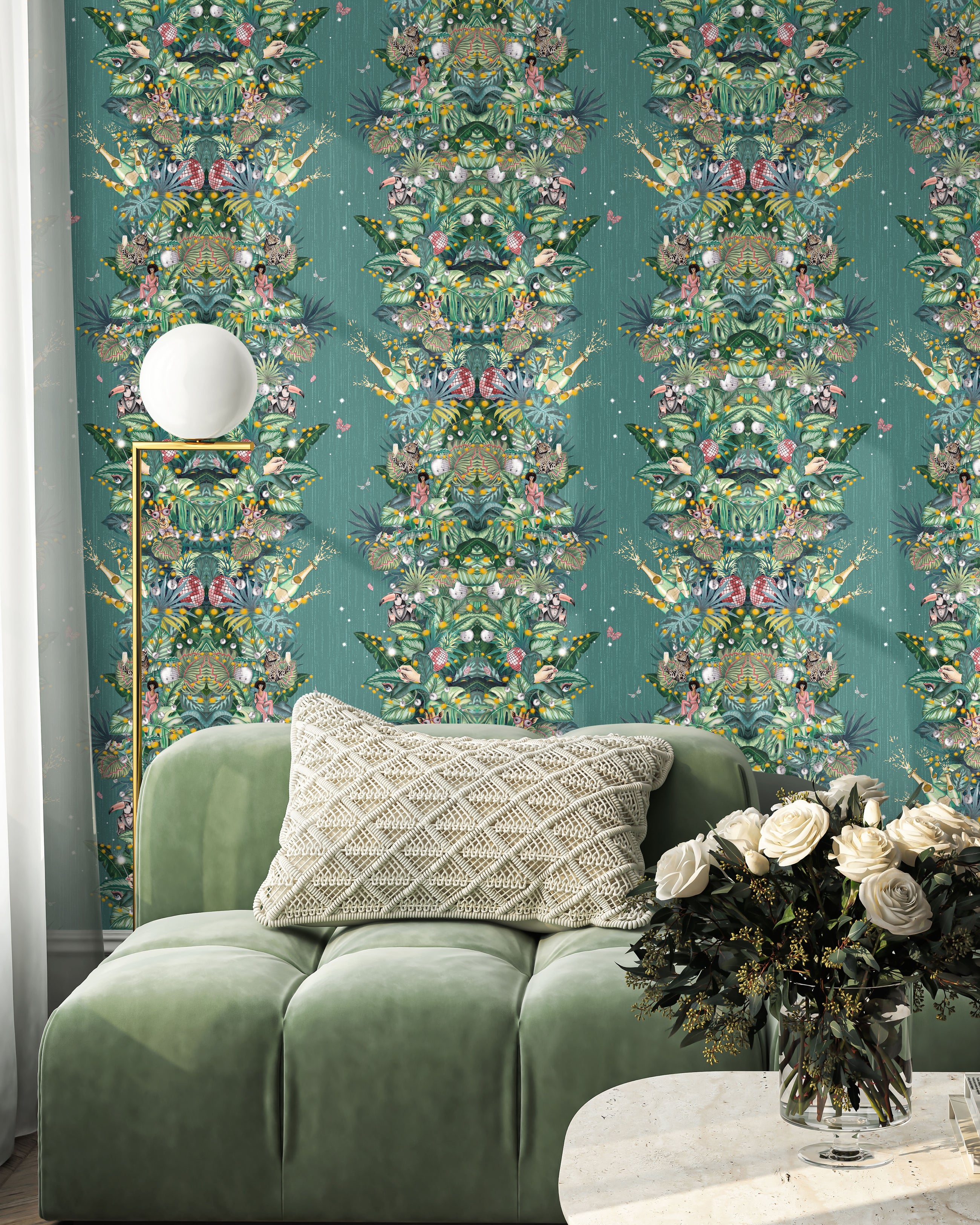BMGI006/07B Paradise Party Eucalyptus Wallpaper by Brand McKenzie