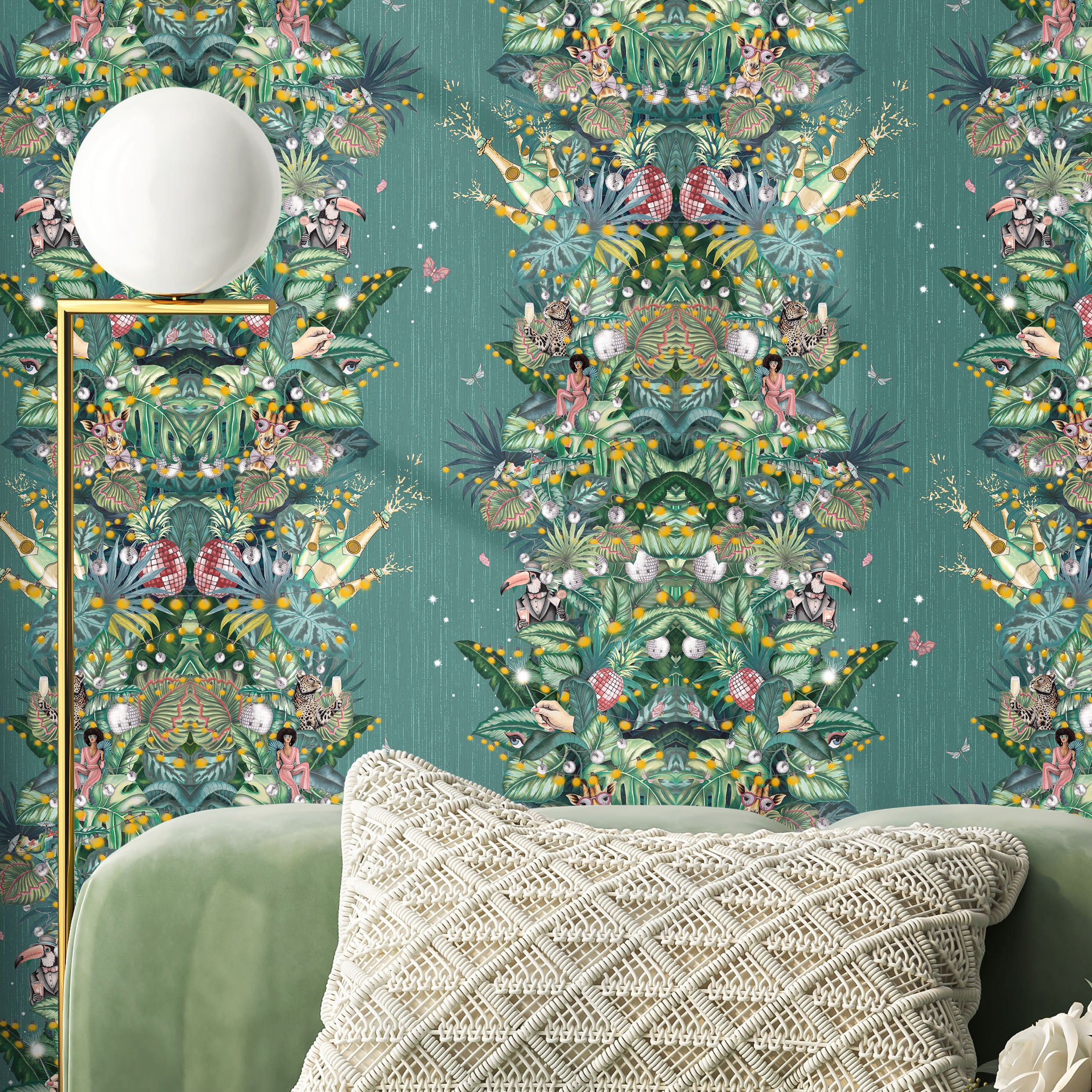 BMGI006/07B Paradise Party Eucalyptus Wallpaper by Brand McKenzie