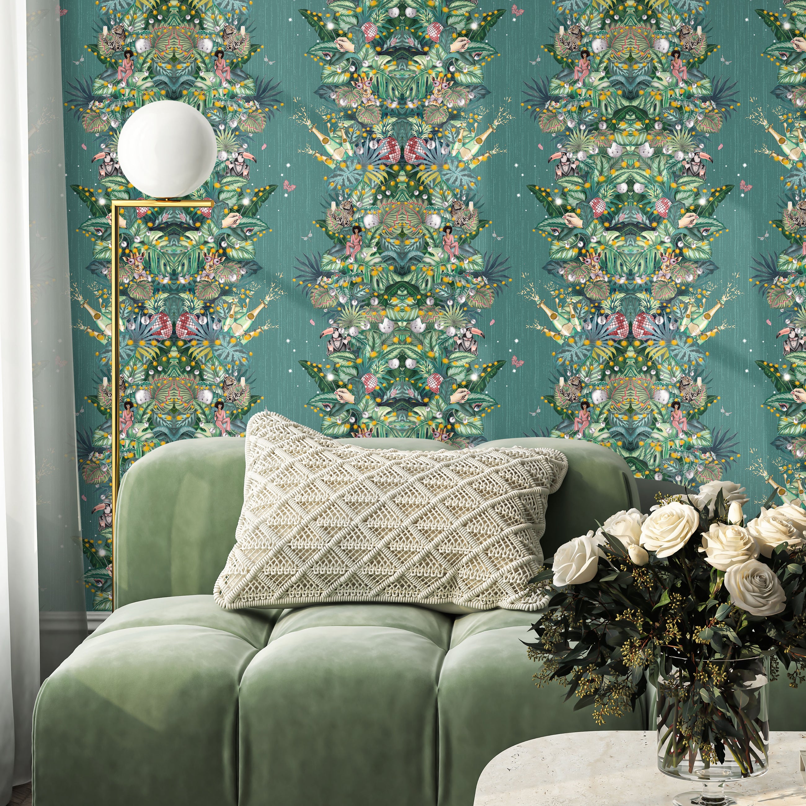 BMGI006/07B Paradise Party Eucalyptus Wallpaper by Brand McKenzie