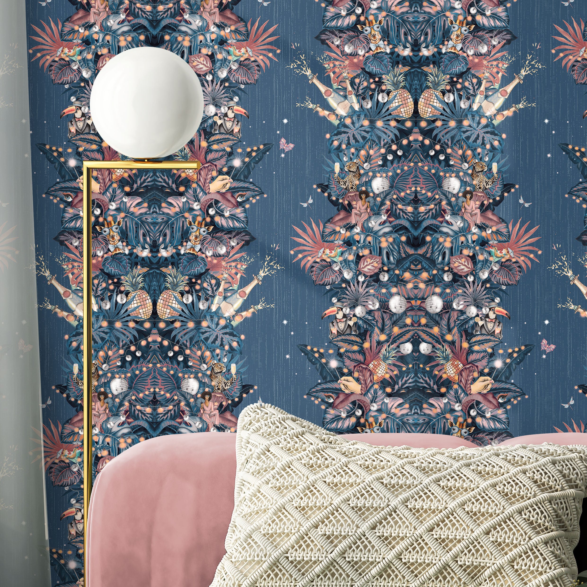 BMGI006/07A Paradise Party Blueberry Rose Wallpaper by Brand McKenzie