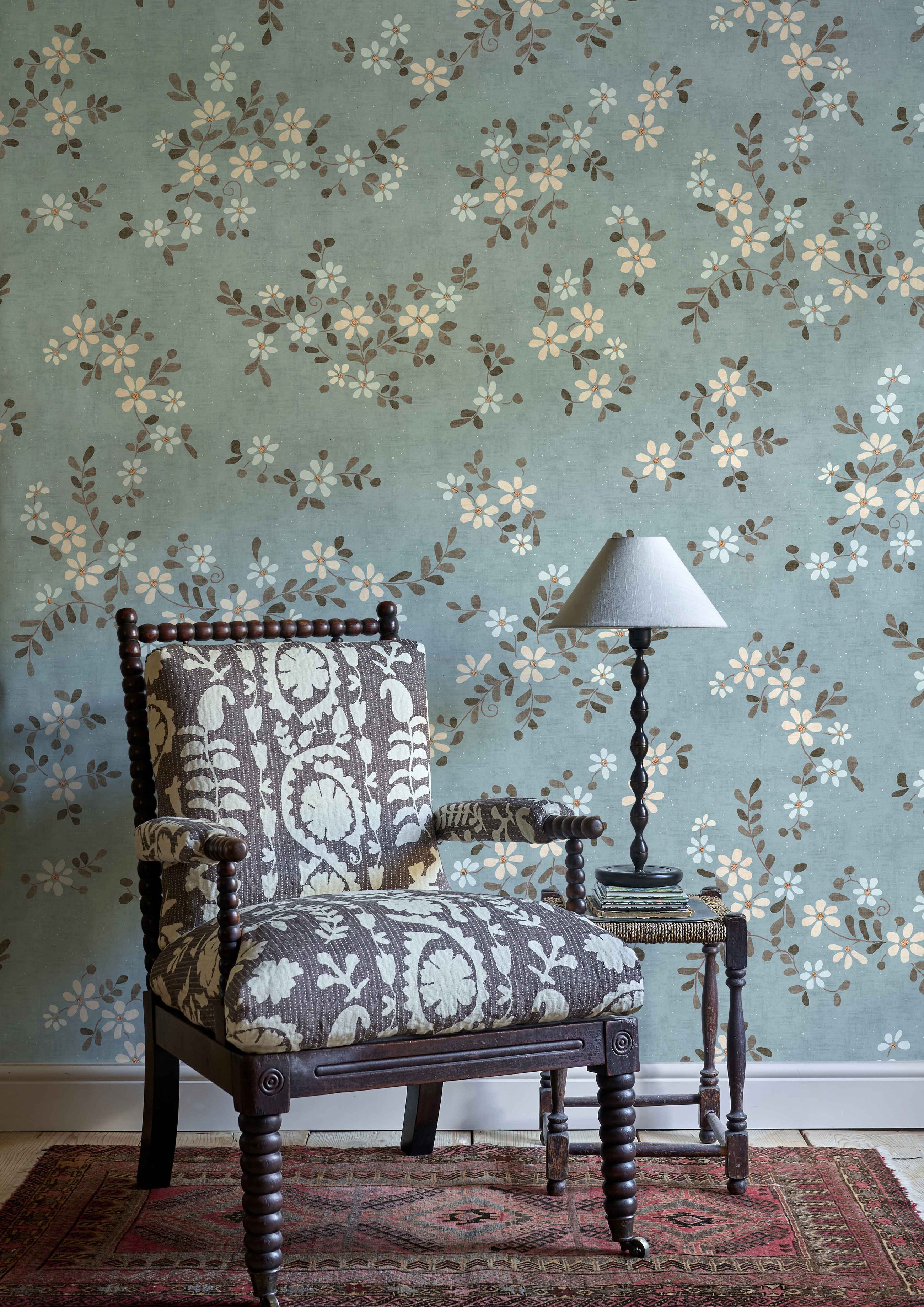 Rosetta Cinders Sprigs & Twigs Fabric by Lewis & Wood