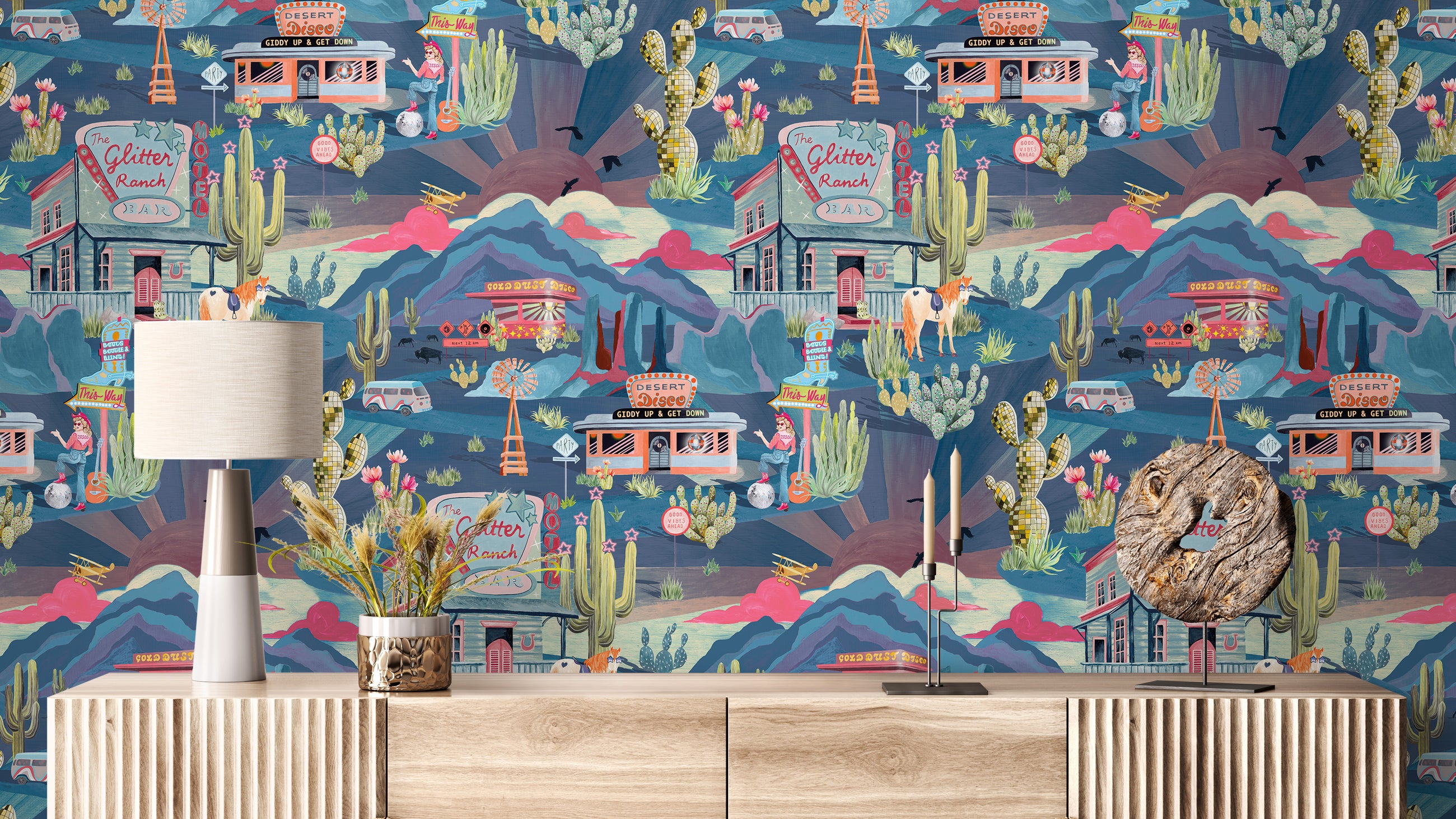 BMGI006/08B The Glitter Ranch Dusk Wallpaper by Brand McKenzie