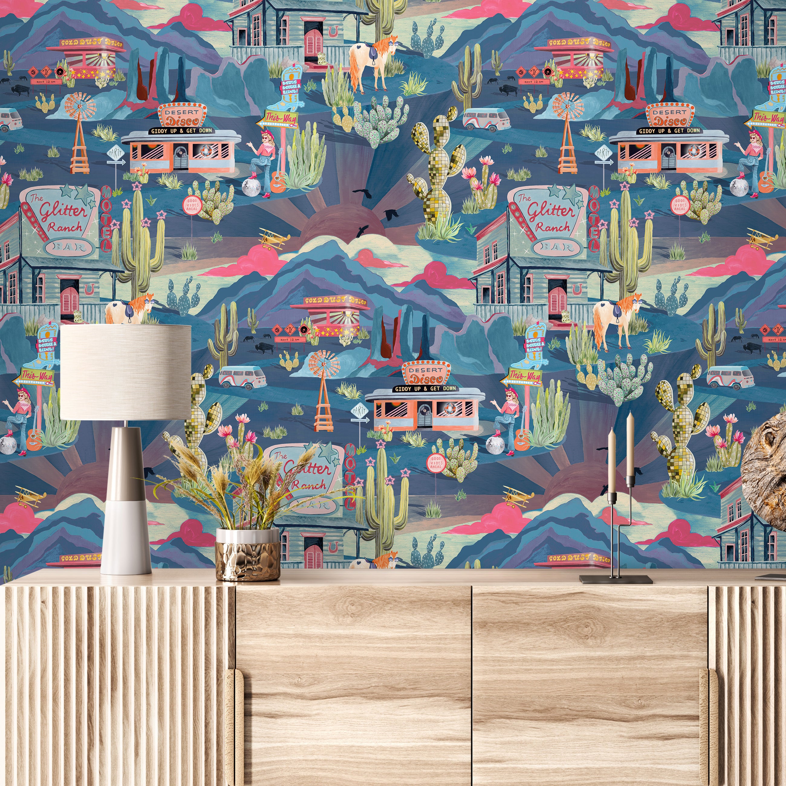 BMGI006/08B The Glitter Ranch Dusk Wallpaper by Brand McKenzie
