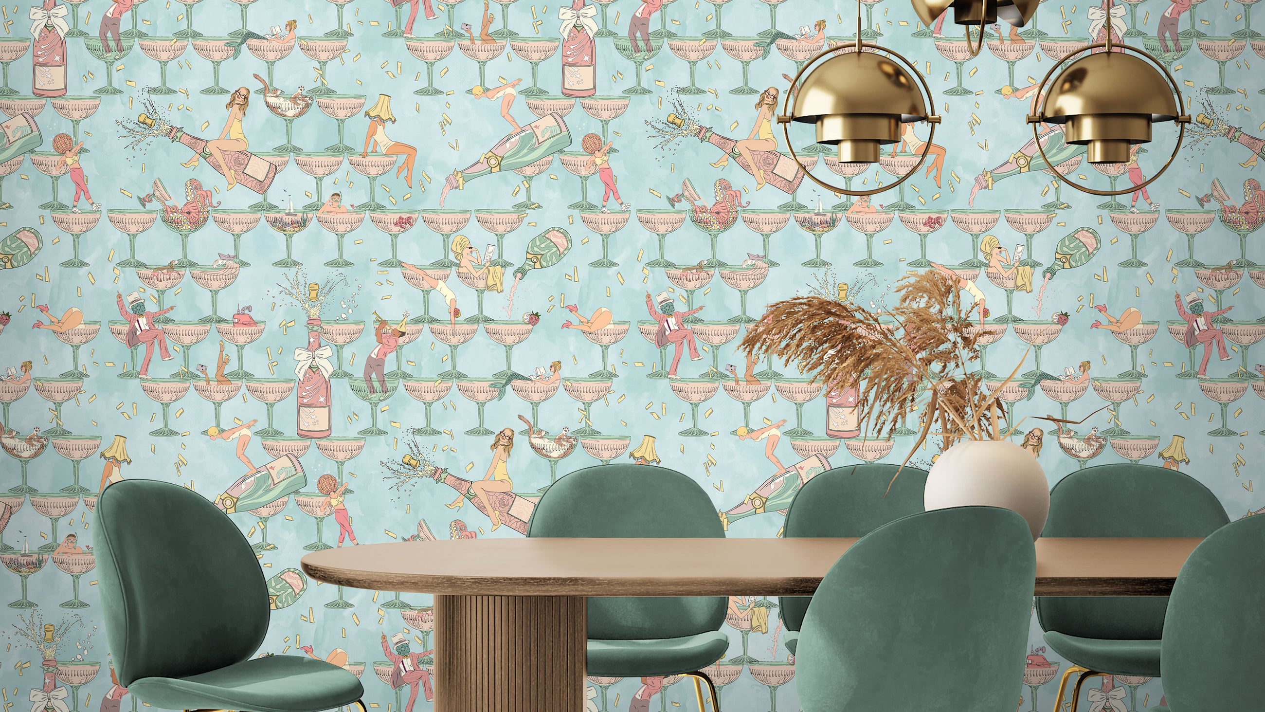 BMGI006/09A The Grand Pour Aqua Miami Wallpaper by Brand McKenzie