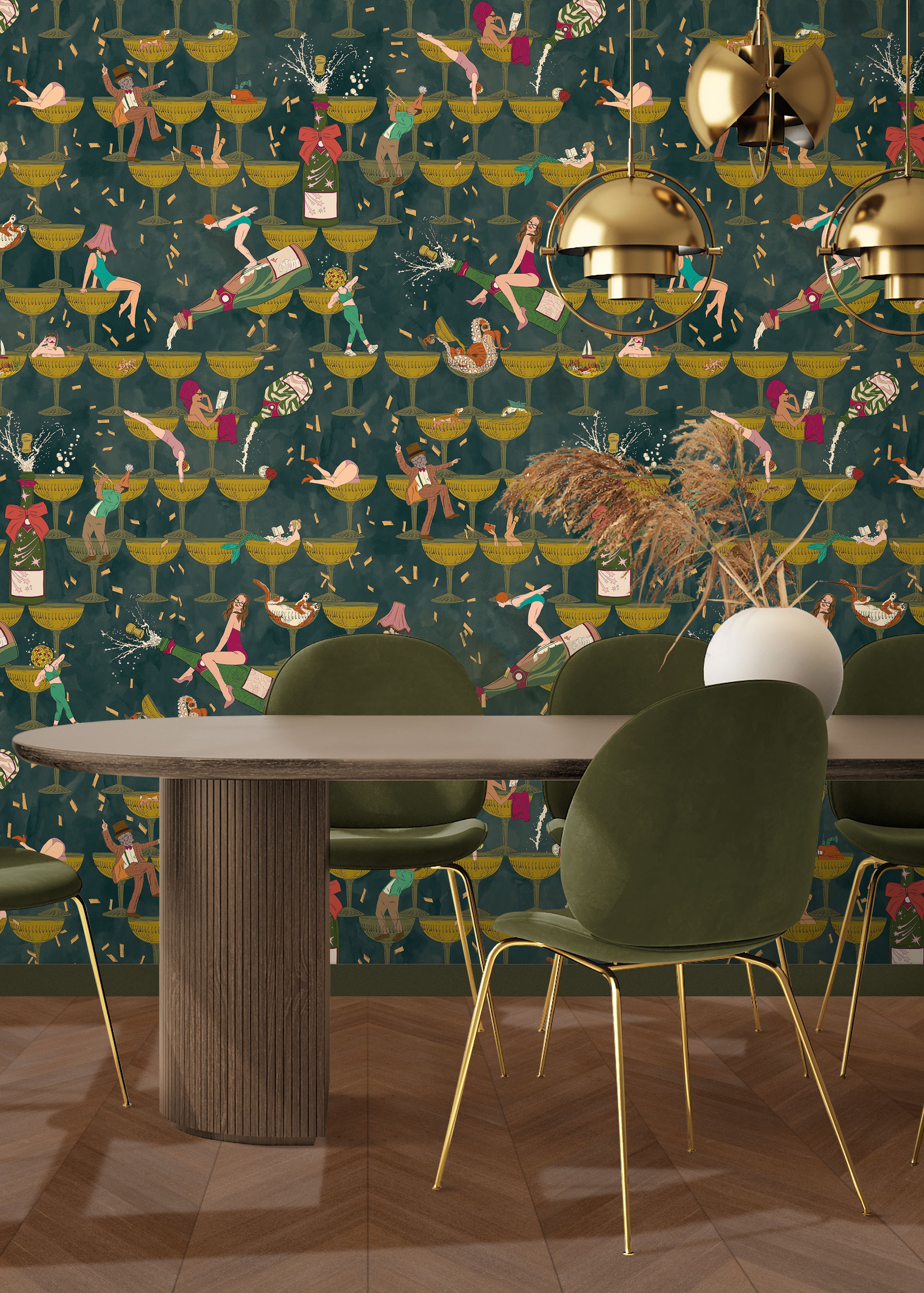 BMGI006/09B The Grand Pour Dirty Olive Wallpaper by Brand McKenzie