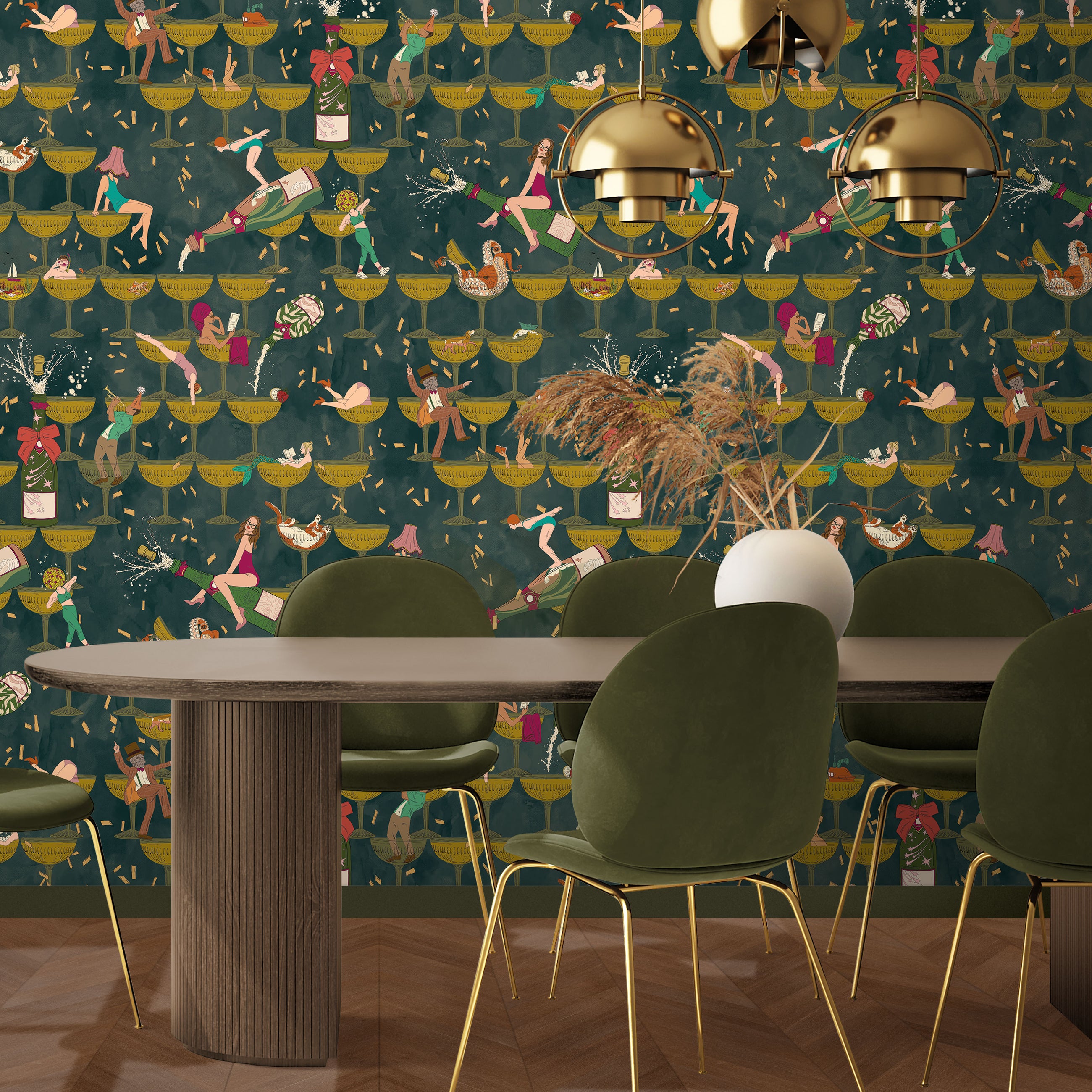 BMGI006/09B The Grand Pour Dirty Olive Wallpaper by Brand McKenzie