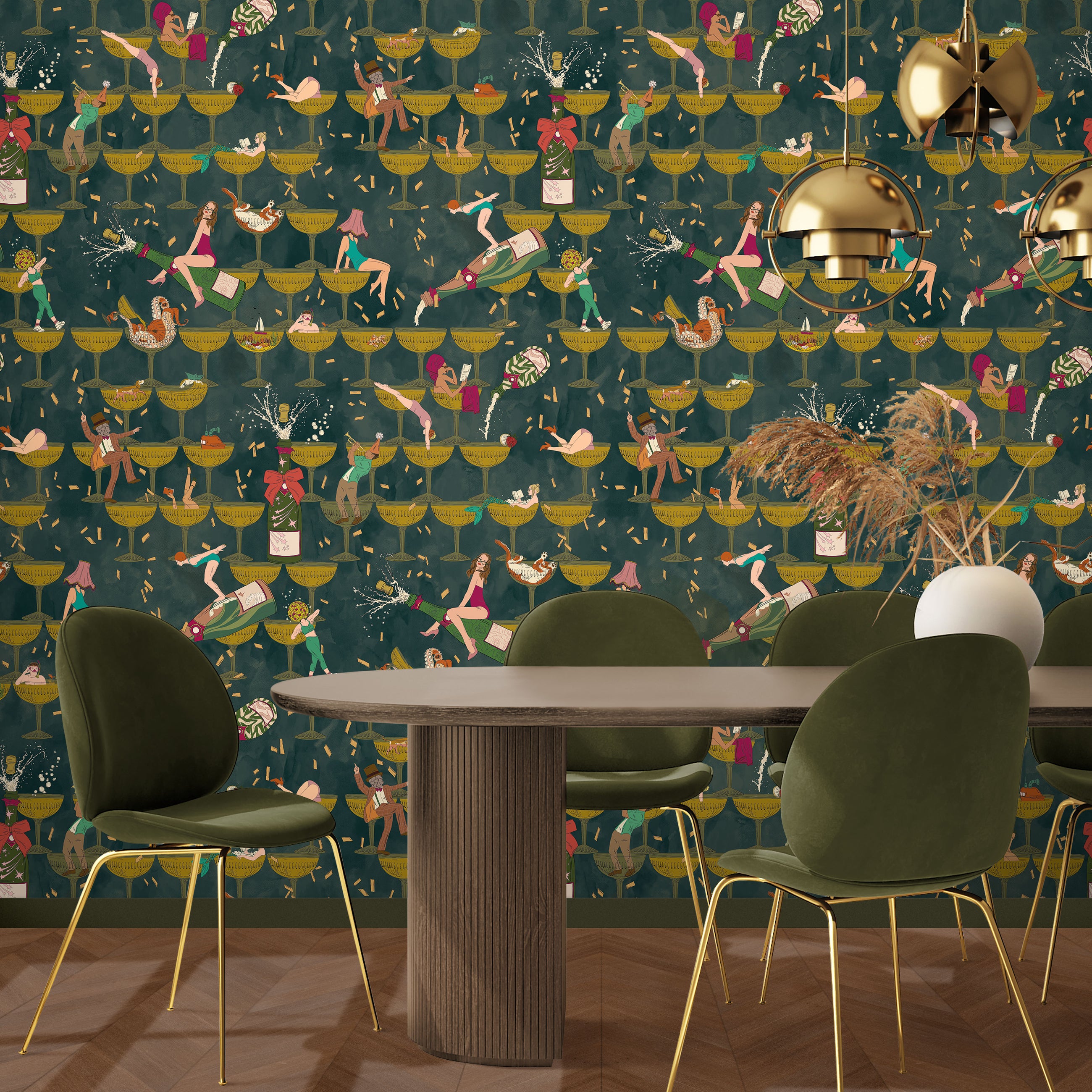 BMGI006/09B The Grand Pour Dirty Olive Wallpaper by Brand McKenzie