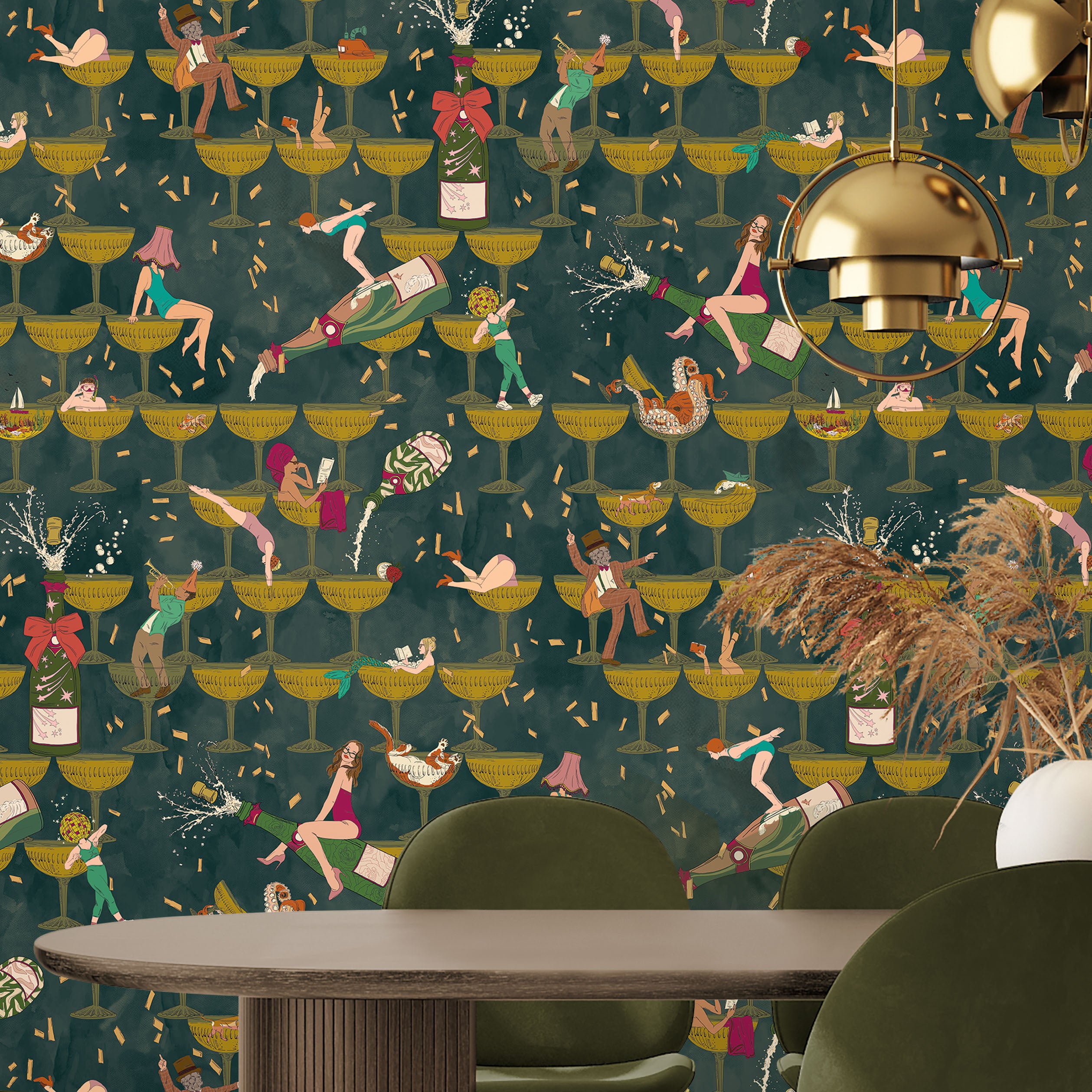 BMGI006/09B The Grand Pour Dirty Olive Wallpaper by Brand McKenzie