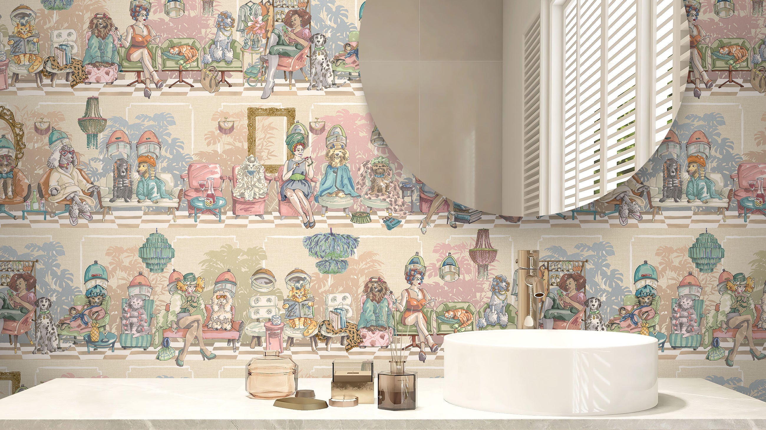 BMGI006/10C The Parlour Vanilla Blush Wallpaper by Brand McKenzie