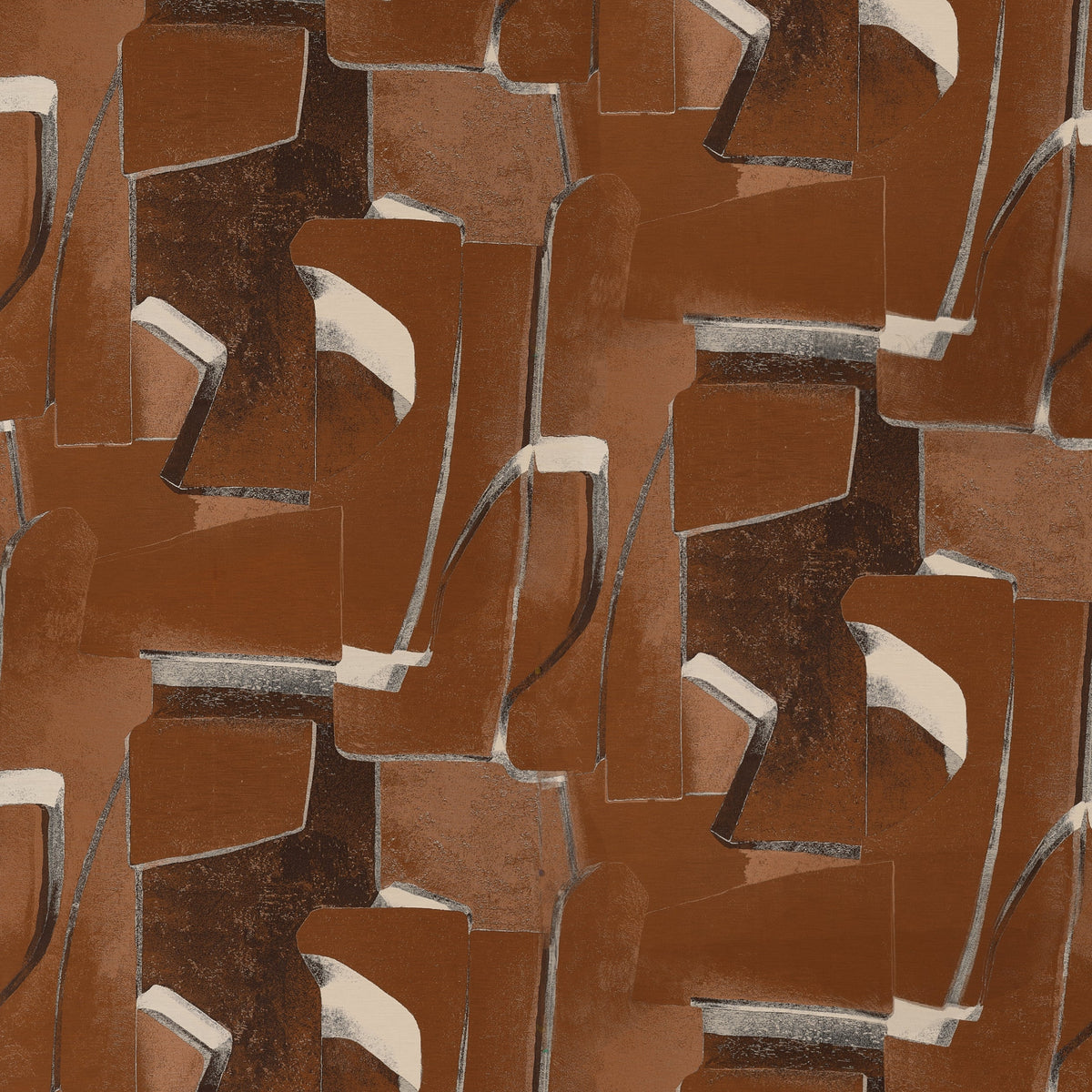Astratto Cream/Cognac Spring 2025 Fabric by Coraggio — flat