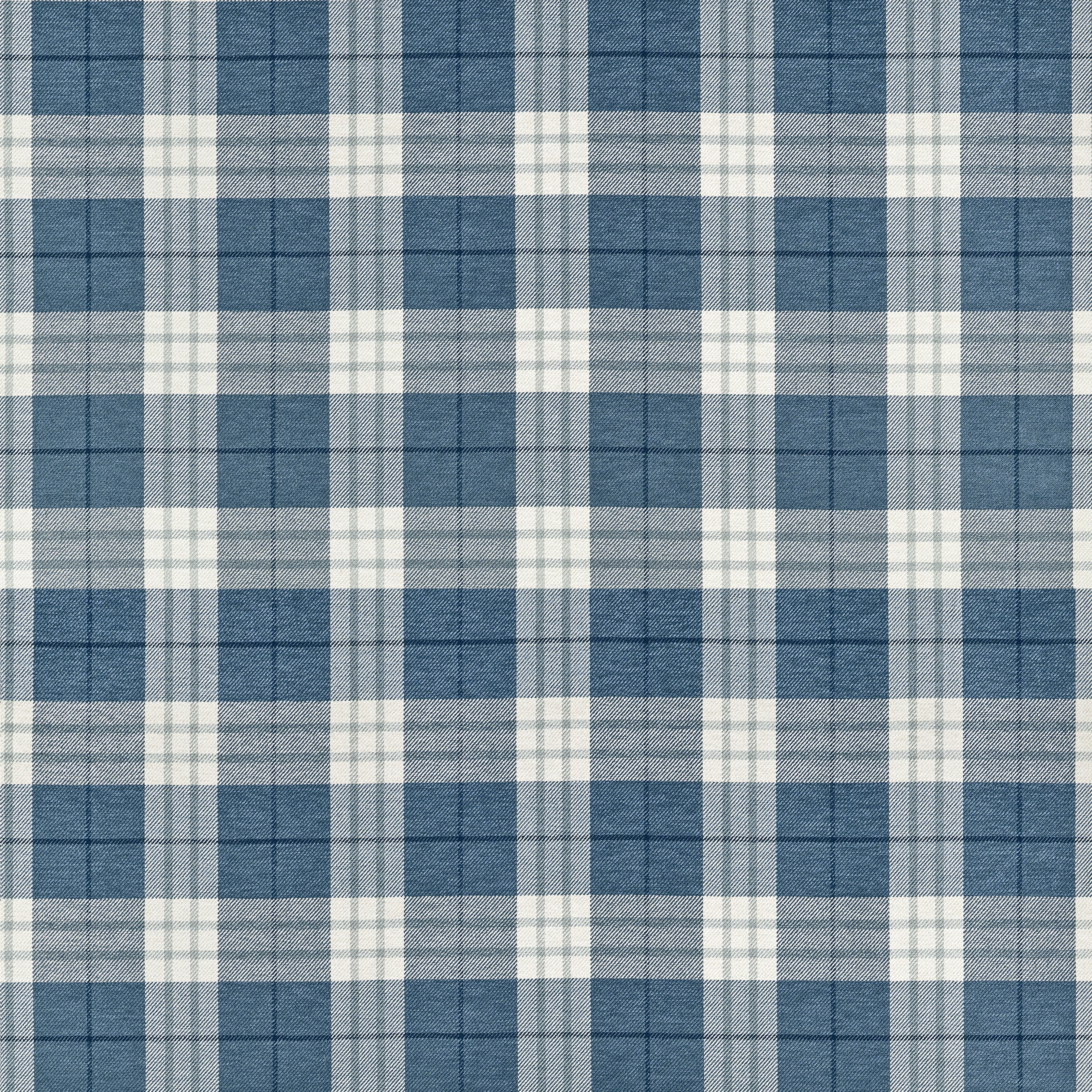 W711329 Percival Plaid True Blue Fabric by Thibaut