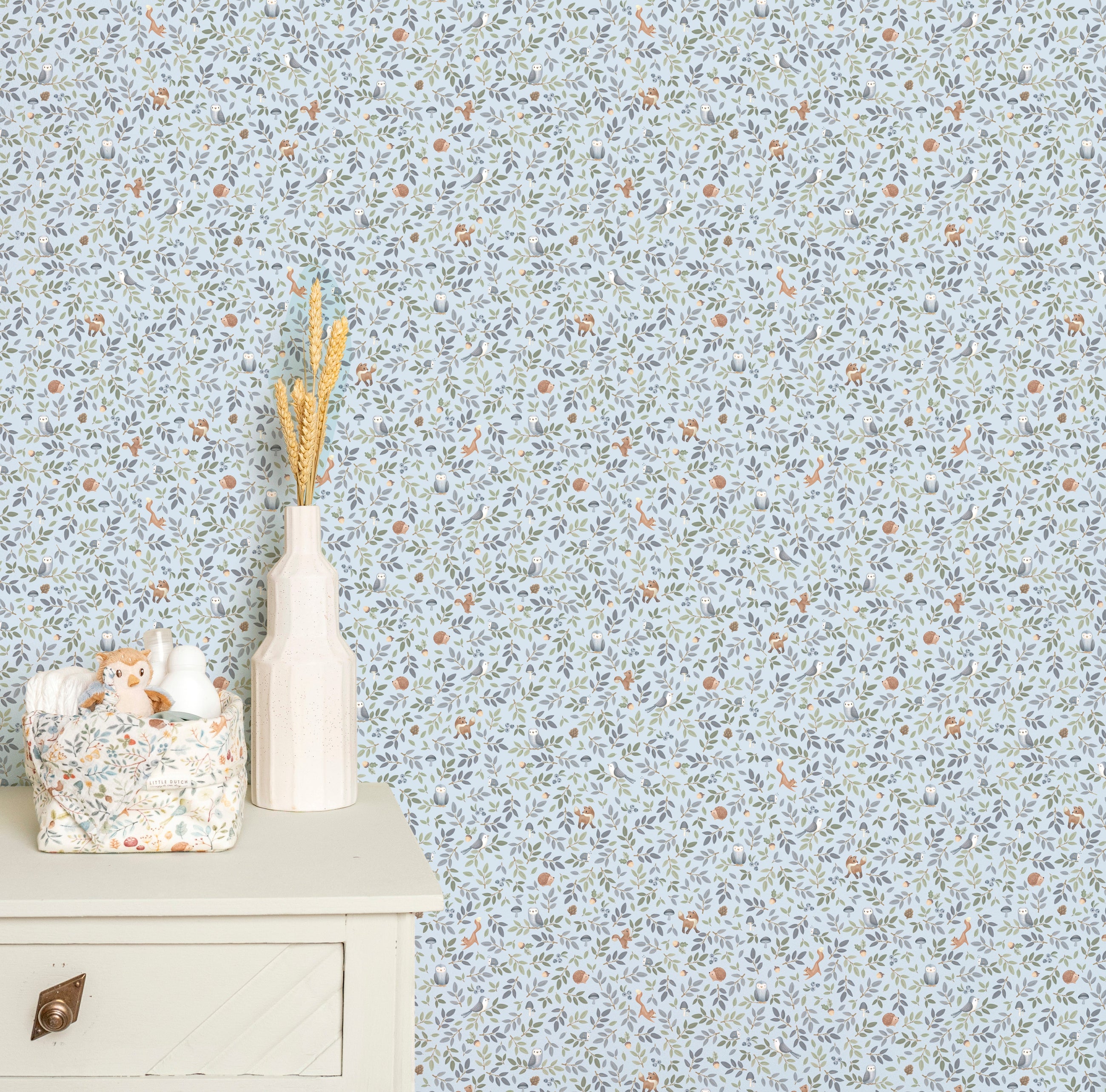 WD114030 Forest Adventure Blue/green Wallpaper by Little Dutch