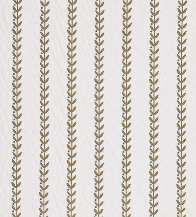 Beanstalk Stripe Mushroom / Coast Blue Pomona Fabric by Scion