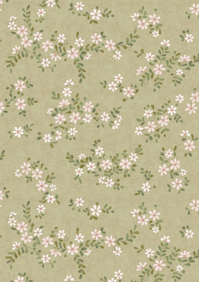 Stellata Daisy Sprigs & Twigs Fabric by Lewis & Wood