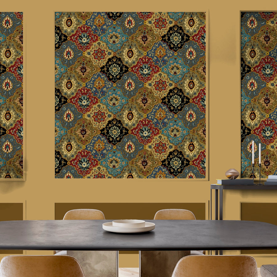 Kashmir Chintz wallpaper by Mallion and Knowles in a dining room