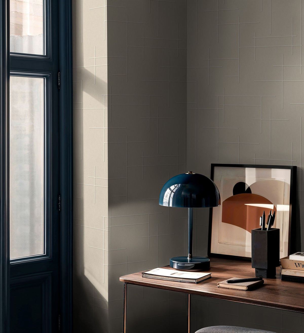 B00526 Monoclinic Stone Lattice Wallpaper by Coordonné