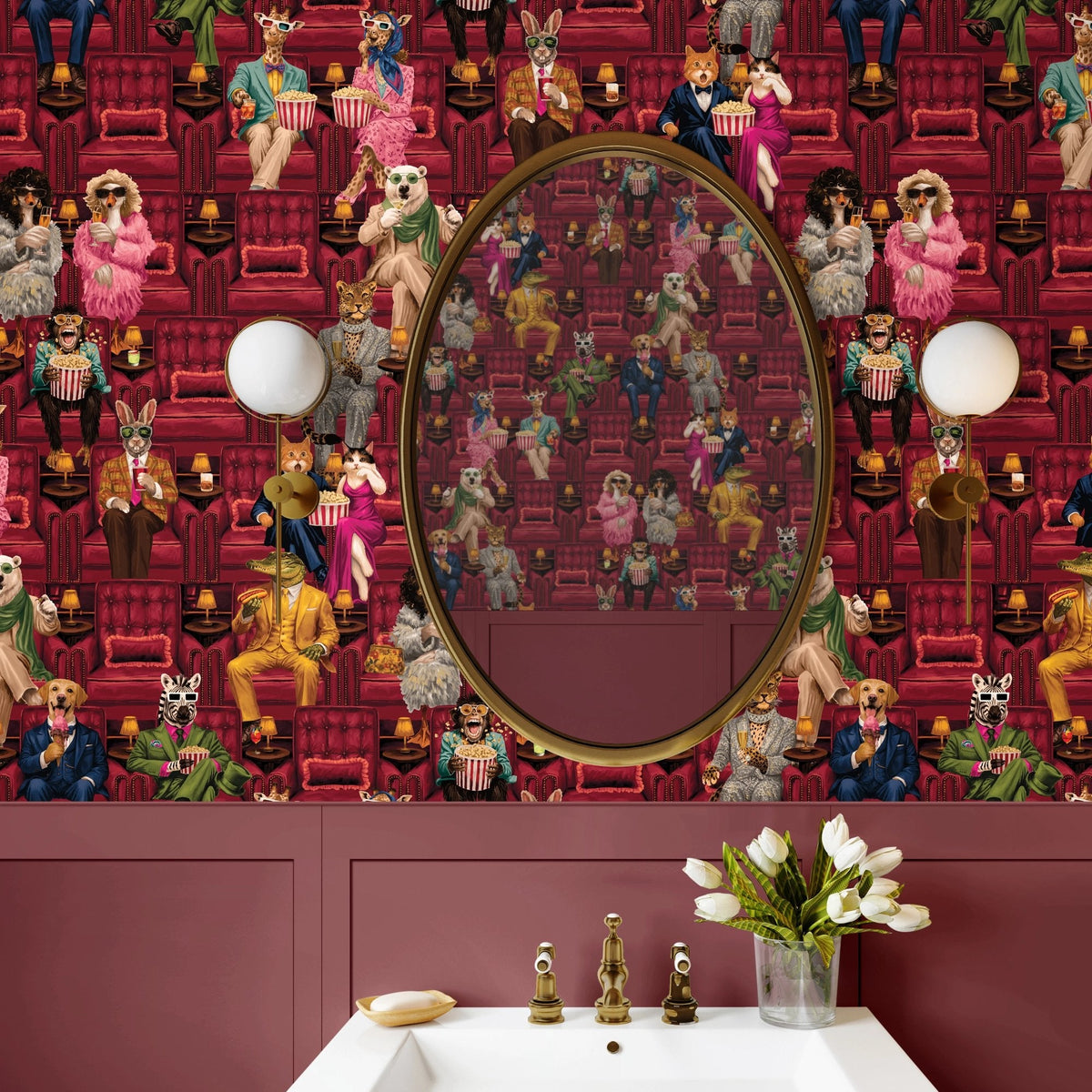 BMVV007/07C Showtime Crimson Velvet Viva Vintage Wallpaper by Brand McKenzie
