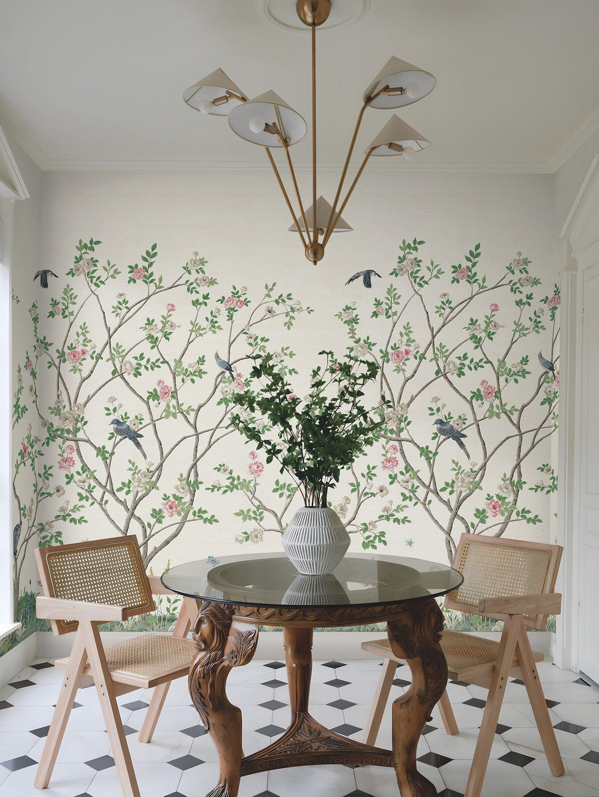 MU0317MSISAL Lingering Garden White Sisal Classics Mural by York Wallcoverings