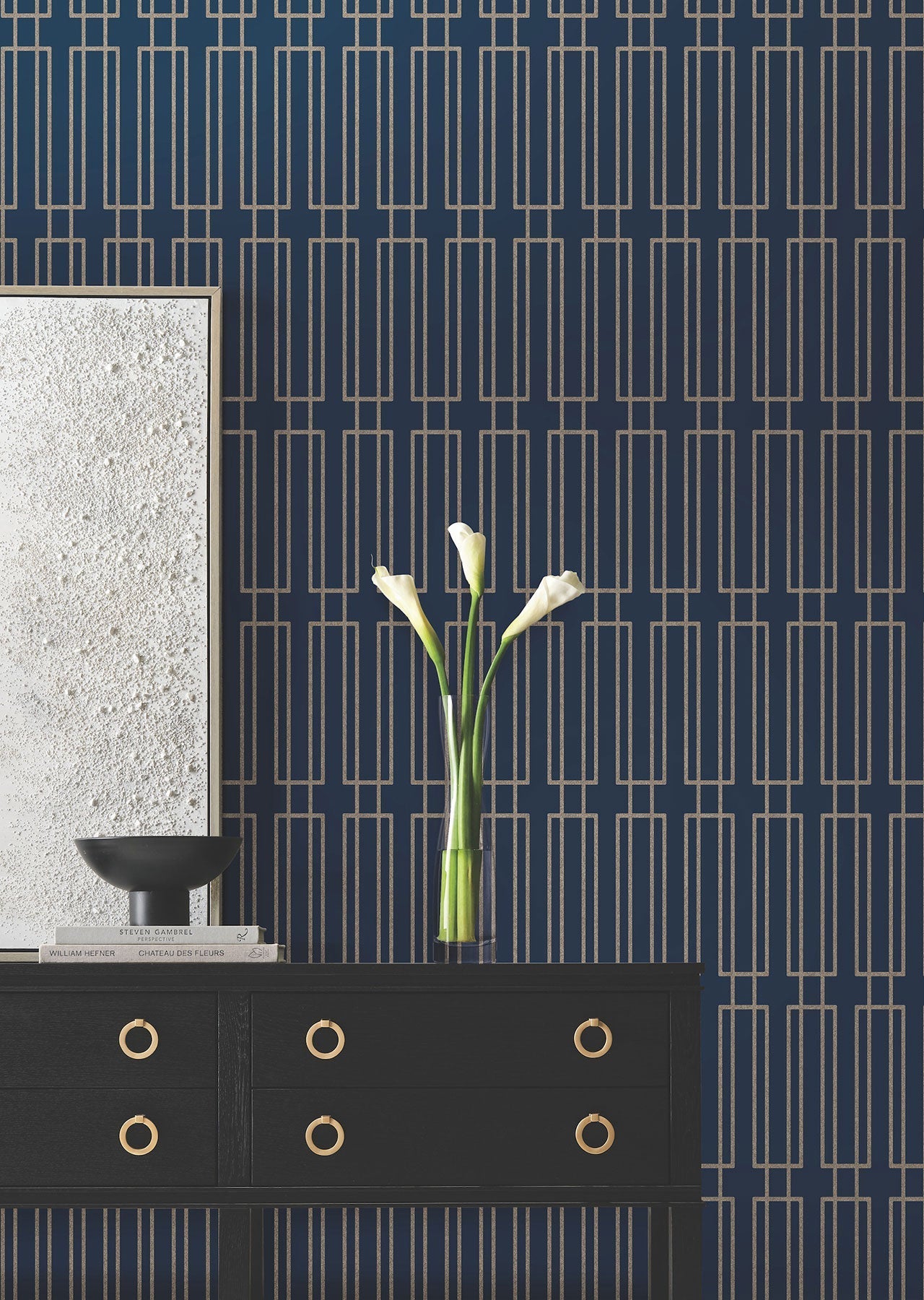 Candice Olson Terrace Navy Decadence Wallpaper by York Wallcoverings