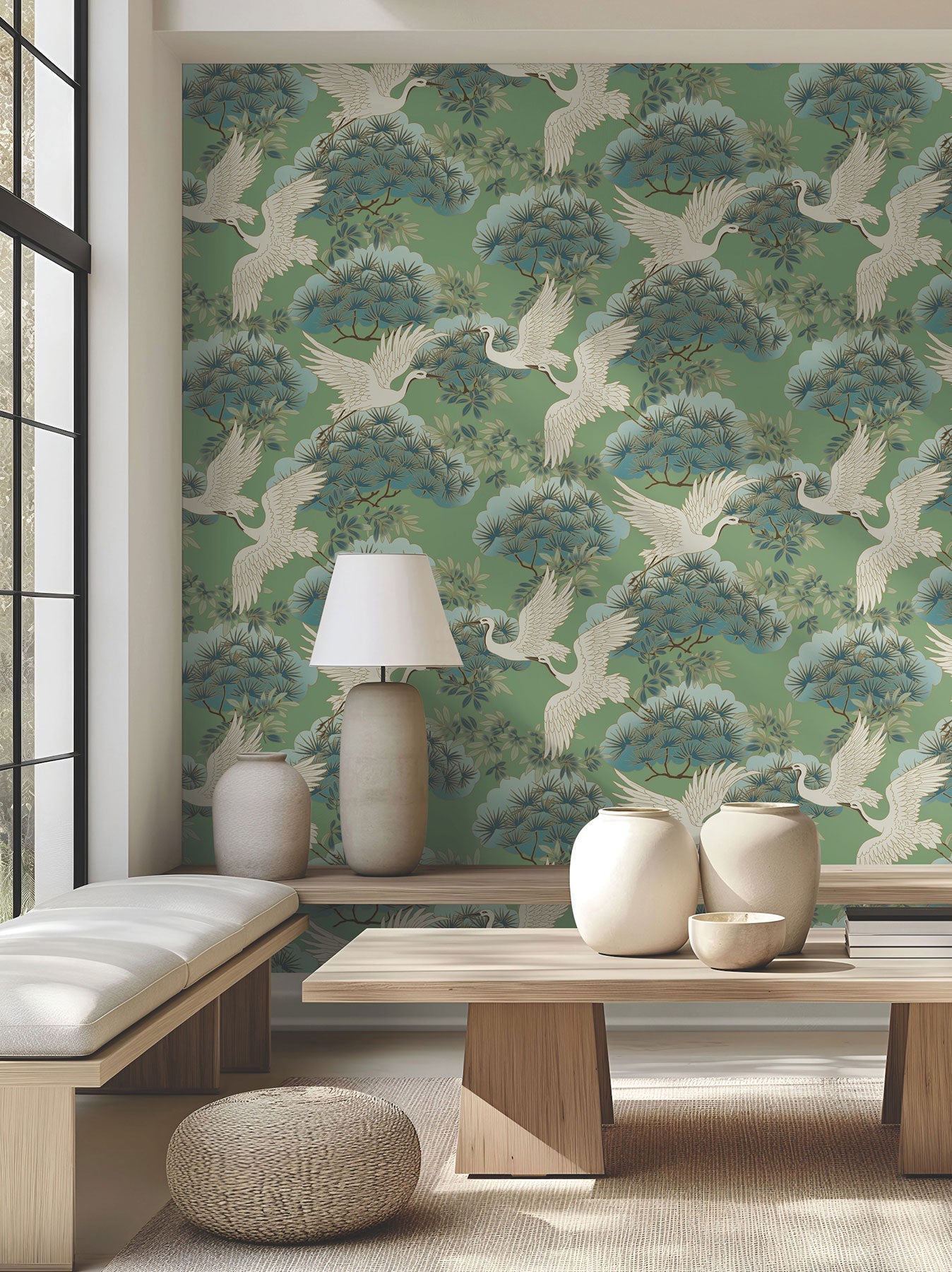 Sprig & Heron Green Tea Garden Wallpaper by York Wallcoverings
