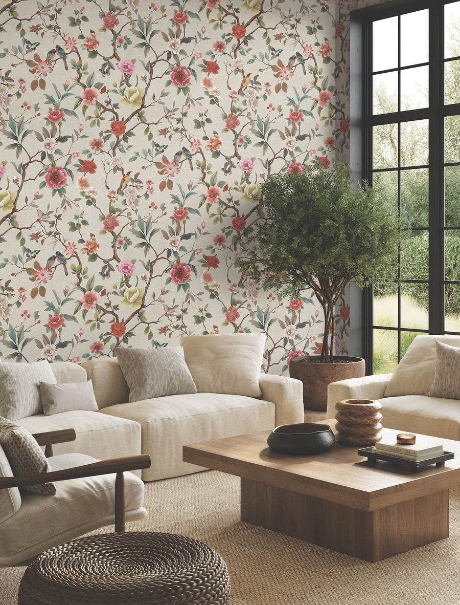 Kimora's Garden Ivory Tea Garden Wallpaper by York Wallcoverings