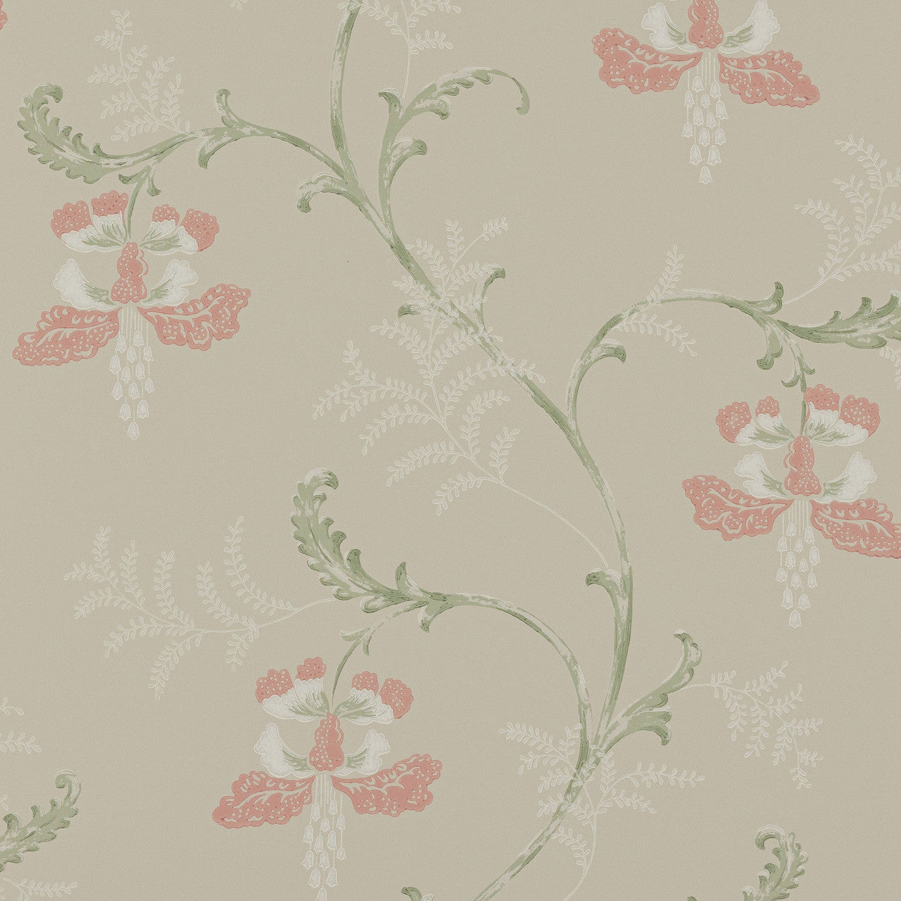 07127/07 Bellflower Ashdown Pink/Green Wallpaper By Colefax and Fowler