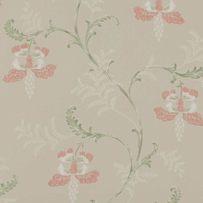 07127/07 Bellflower Ashdown Pink/Green Wallpaper By Colefax and Fowler