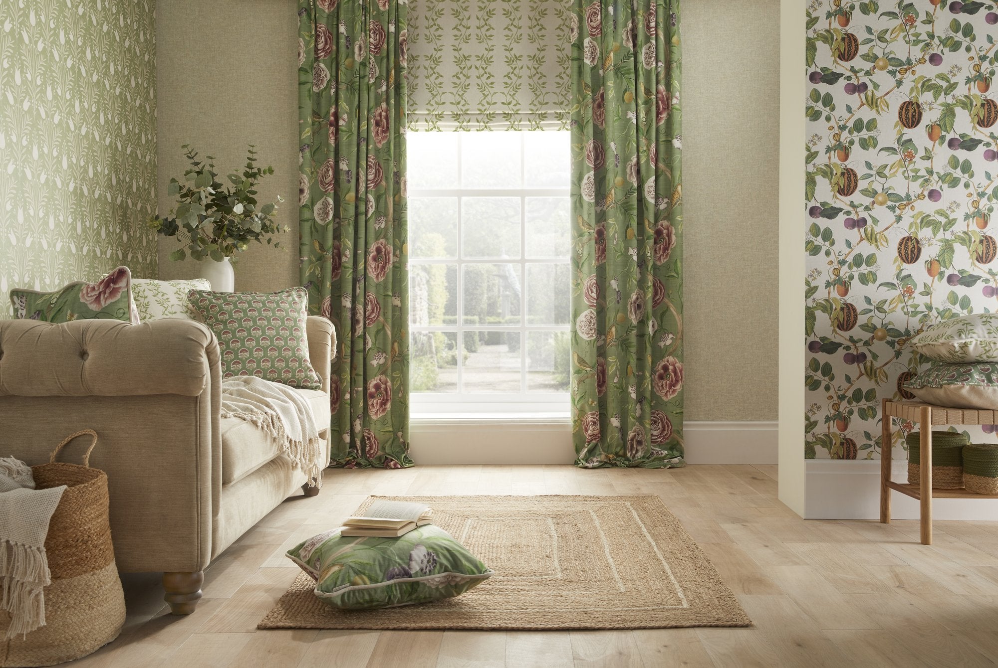 100075EHFR Botanic Vines Spring Green Heritage Tales Fabric by Esselle Home