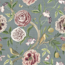 100076EHFR Chinoiserie Garden Slate Blue Heritage Tales Fabric by Esselle Home