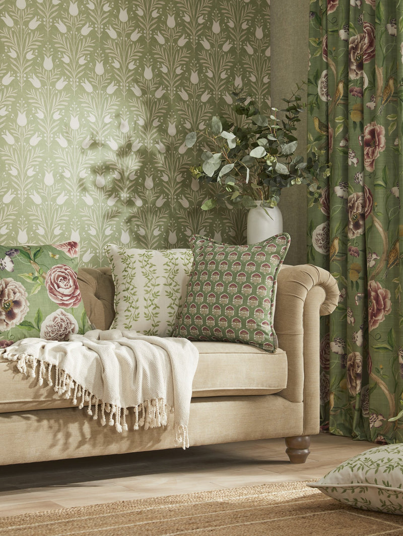 100077EHFR Chinoiserie Garden Spring Green Heritage Tales Fabric by Esselle Home