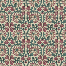 100079EHFR Veda Linen Teal/Raspberry Heritage Tales Fabric by Esselle Home