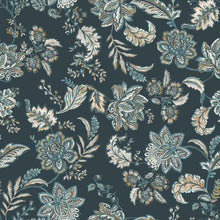 100080EHFR Kashmir Jacobean Navy/Teal Heritage Tales Fabric by Esselle Home