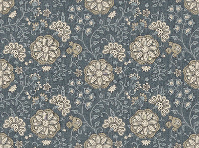 Lucien Trail Taupe / Navy Heritage Tales Fabric by Esselle Home