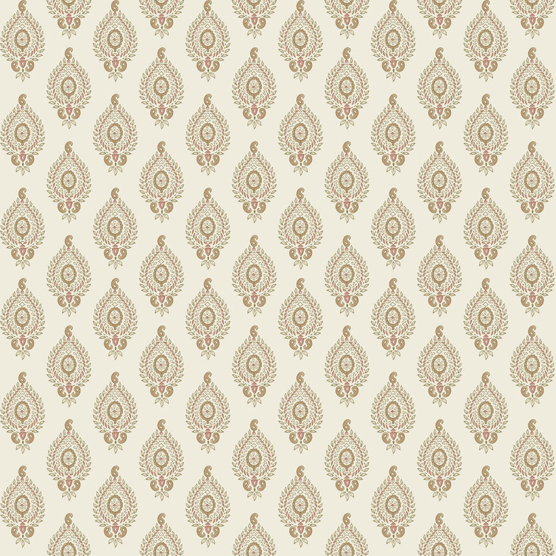 100085EHFR Naya Motif Neutral/Rose Heritage Tales Fabric by Esselle Home