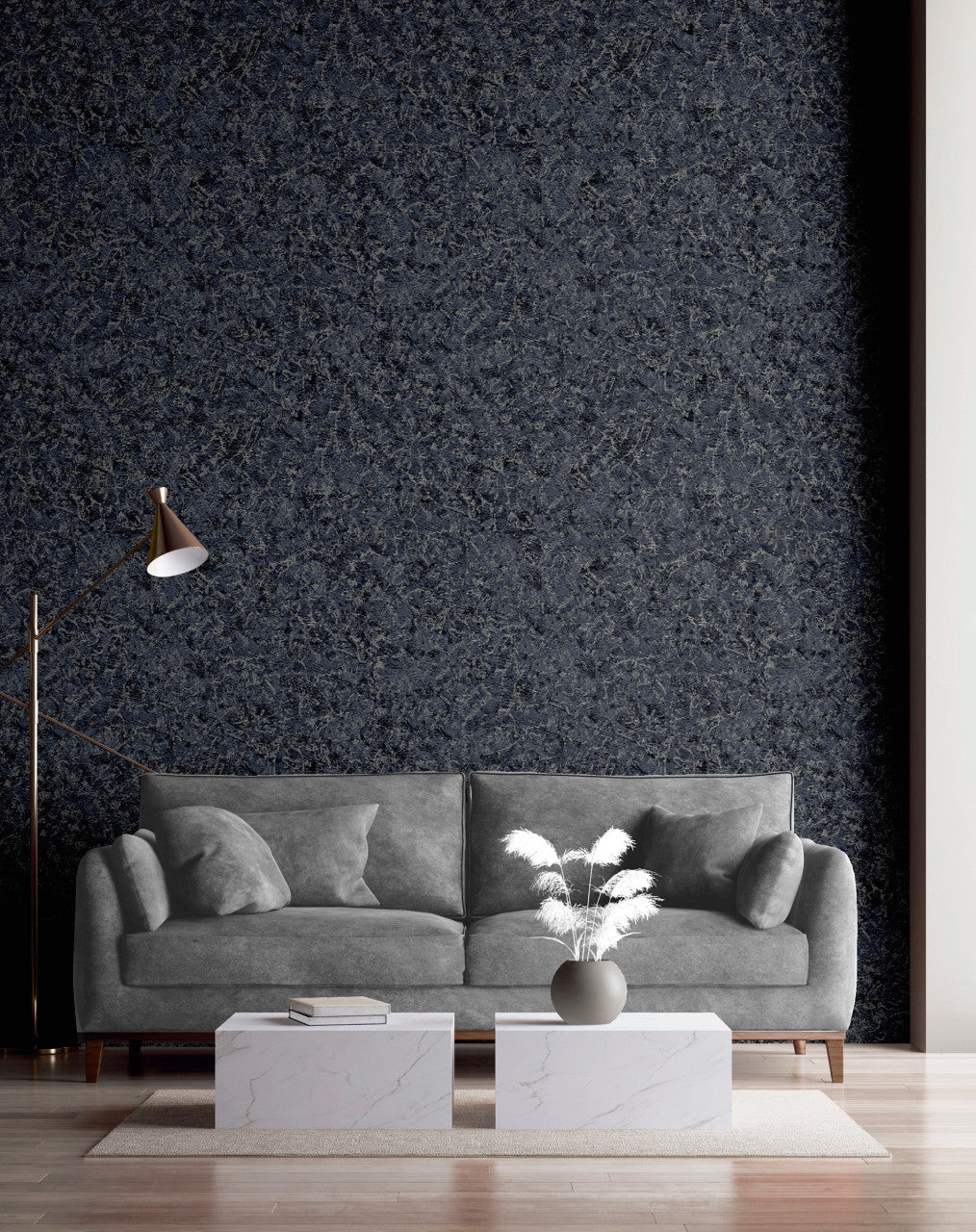100100AH Textured Marble Navy Wallpaper By Arthouse