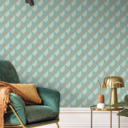 ONB100126120 Spaces Square Only Blue Wallpaper by Caselio