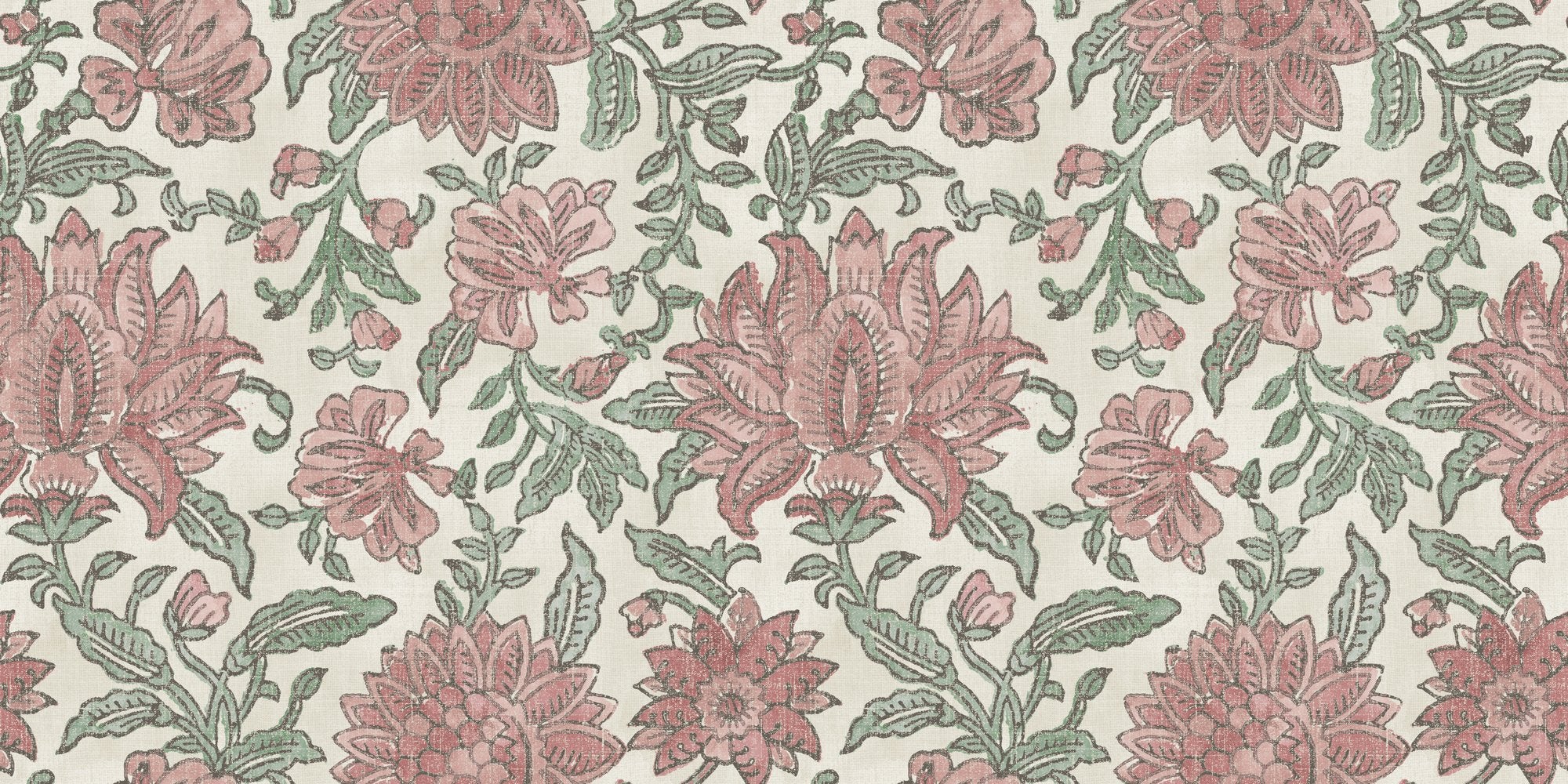 100128EHFR Nima Floral Rose/Sage Heritage Tales Fabric by Esselle Home