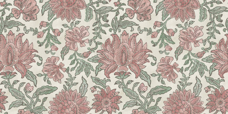 100128EHFR Nima Floral Rose/Sage Heritage Tales Fabric by Esselle Home