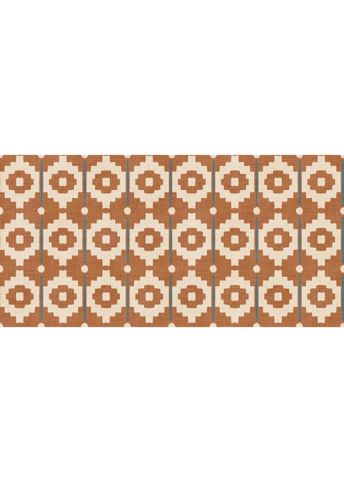 100130EHFR Santiago Geo Burnt Orange/Teal Heritage Tales Fabric by Esselle Home