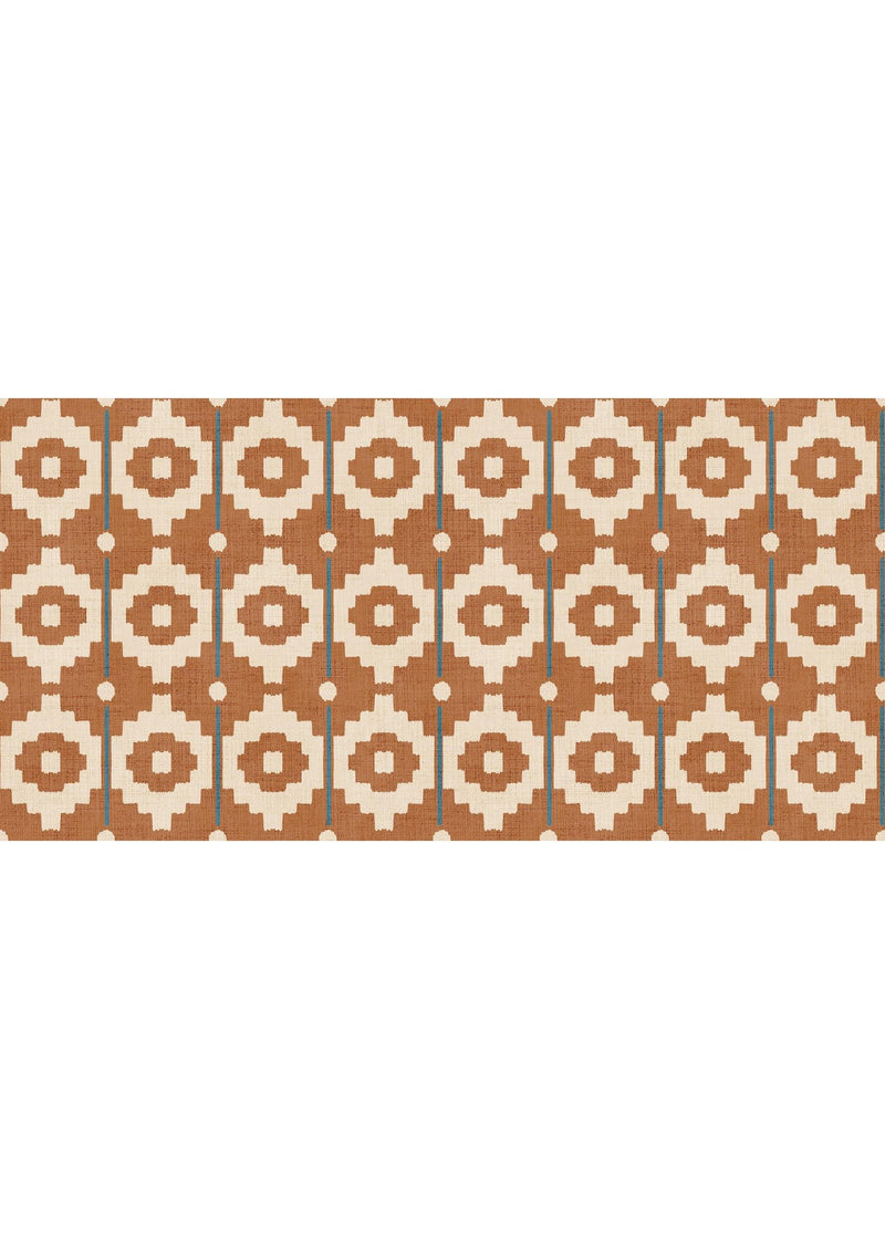 100130EHFR Santiago Geo Burnt Orange/Teal Heritage Tales Fabric by Esselle Home