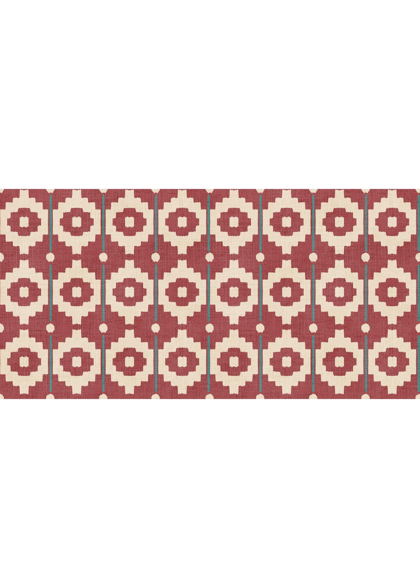 100131EHFR Santiago Geo Red/Teal Heritage Tales Fabric by Esselle Home