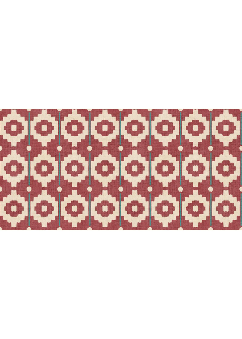 100131EHFR Santiago Geo Red/Teal Heritage Tales Fabric by Esselle Home