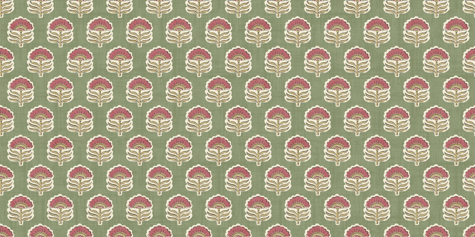 100132EHFR Wallington Floral Moss/Raspberry Heritage Tales Fabric by Esselle Home