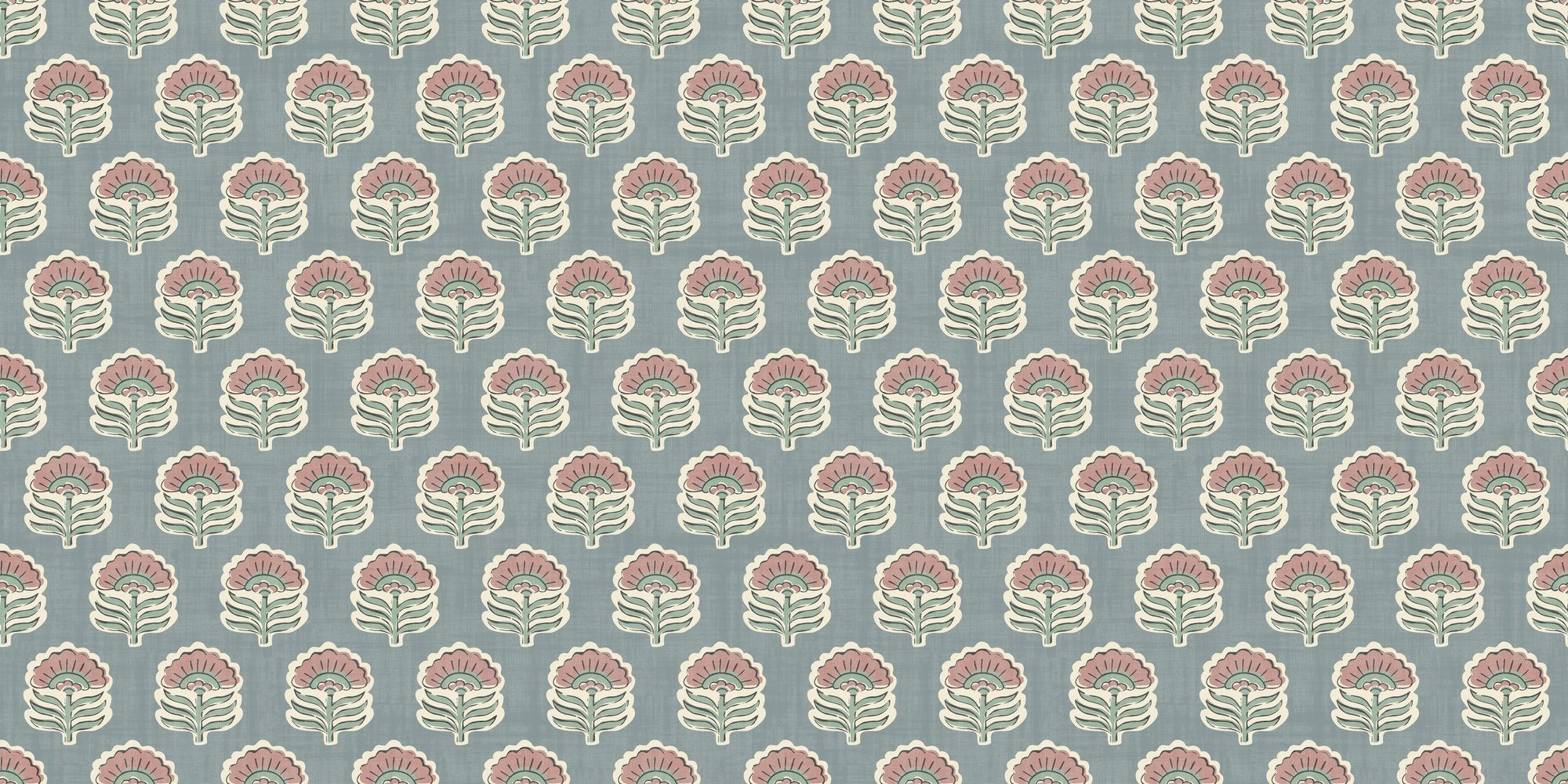 100133EHFR Wallington Floral Slate/Dusky Pink Heritage Tales Fabric by Esselle Home